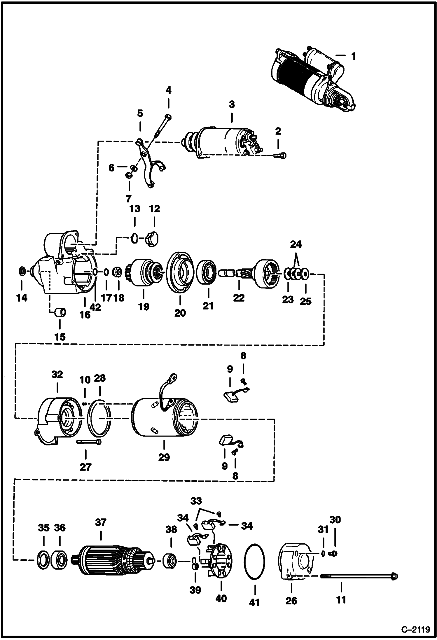 Схема запчастей Bobcat 700s - STARTER (Delco 1113281 or 1113285) ELECTRICAL SYSTEM