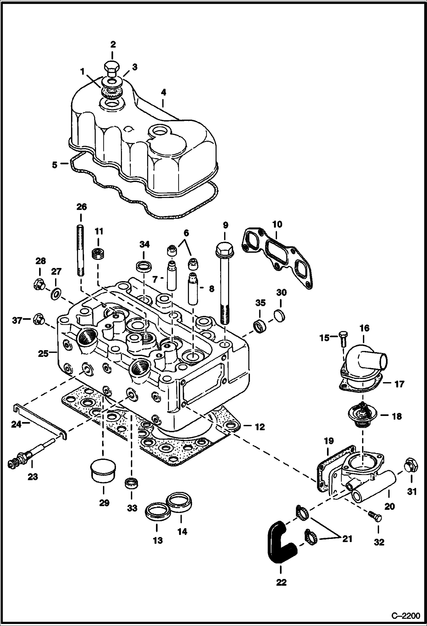 Схема запчастей Bobcat 500s - CYLINDER HEAD POWER UNIT