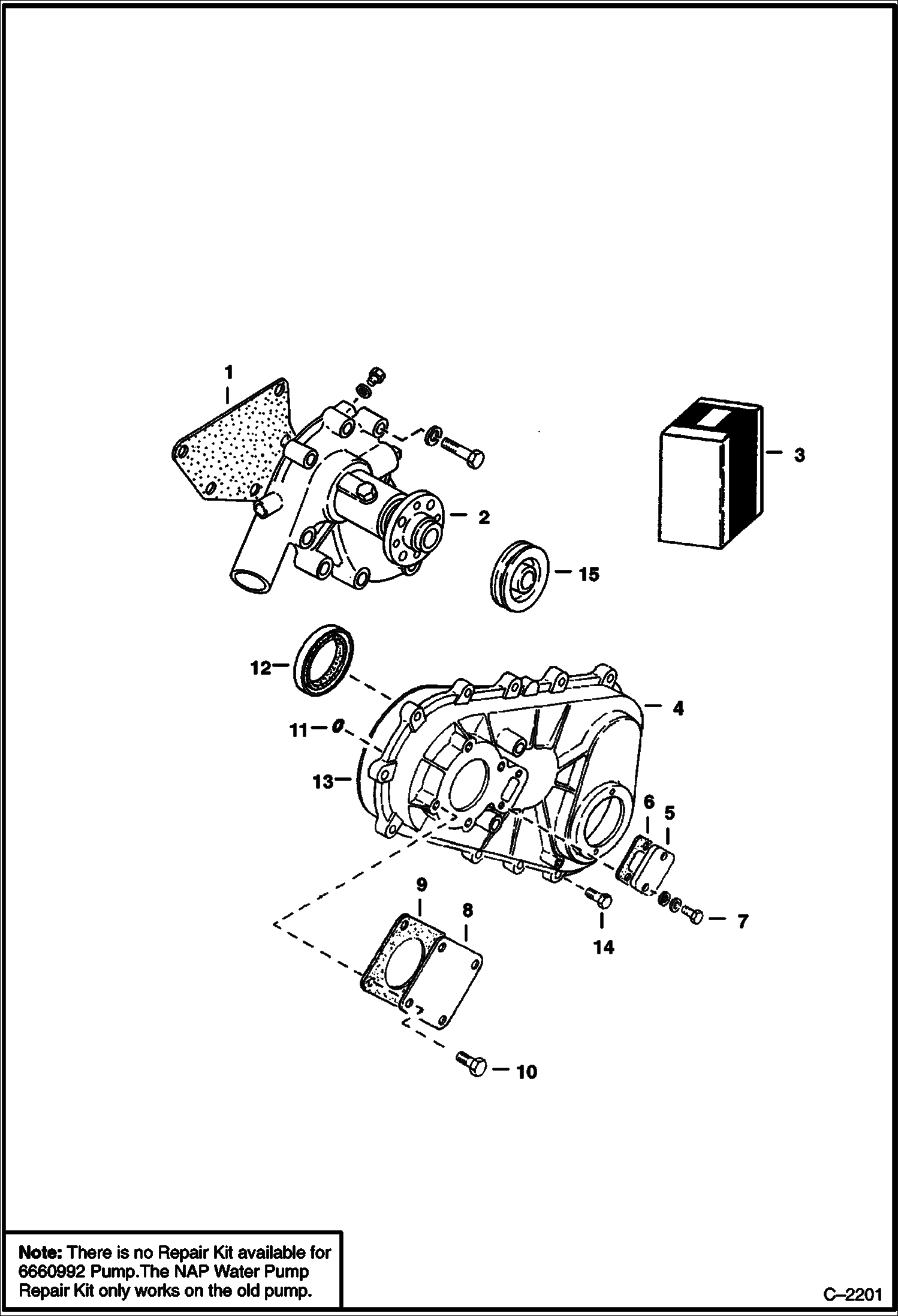 Схема запчастей Bobcat 500s - WATER PUMP & FRONT COVER POWER UNIT