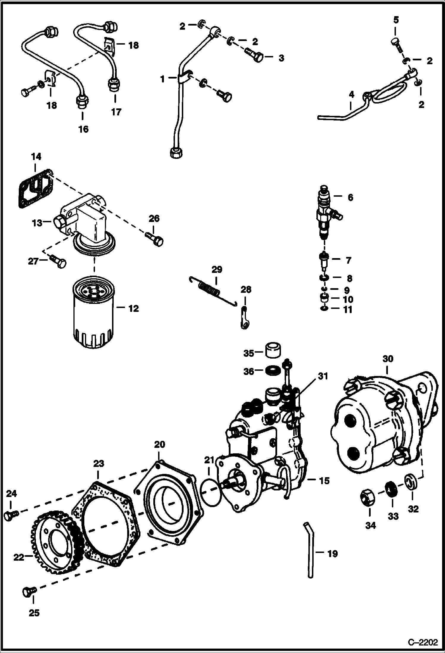 Схема запчастей Bobcat 500s - FUEL INJECTION & LUBRICATION PARTS POWER UNIT