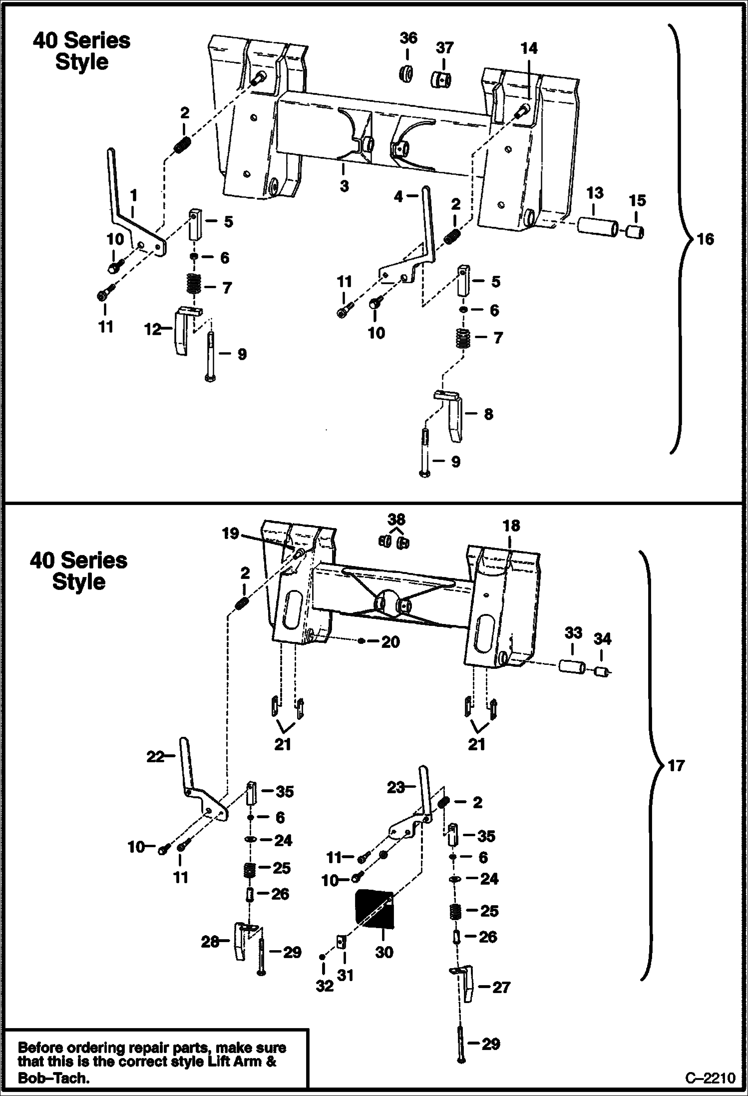 Схема запчастей Bobcat 700s - BOB-TACH (S/N 12002 & Below) MAIN FRAME