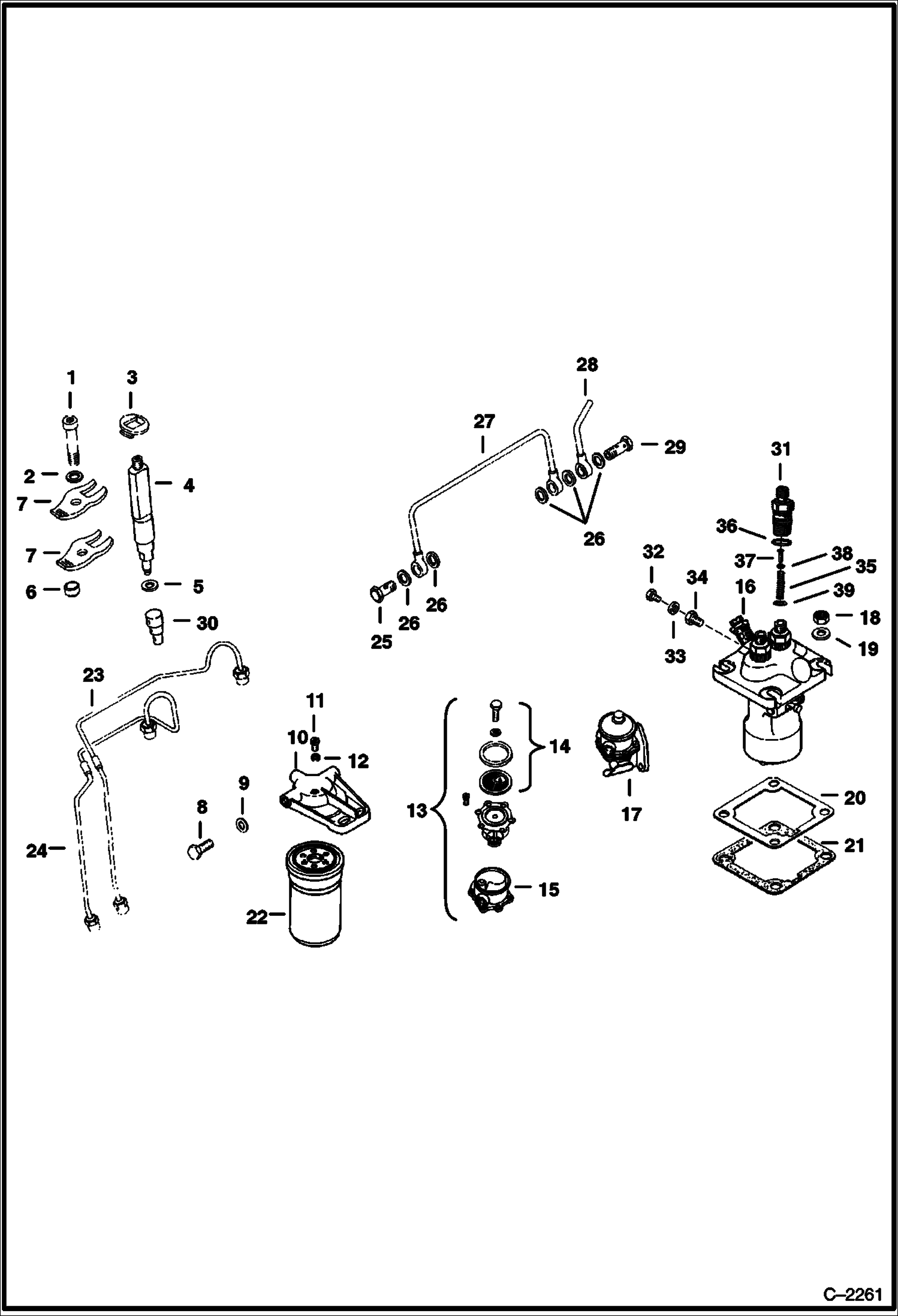 Схема запчастей Bobcat 600s - FUEL SYSTEM Deutz F2L411D POWER UNIT