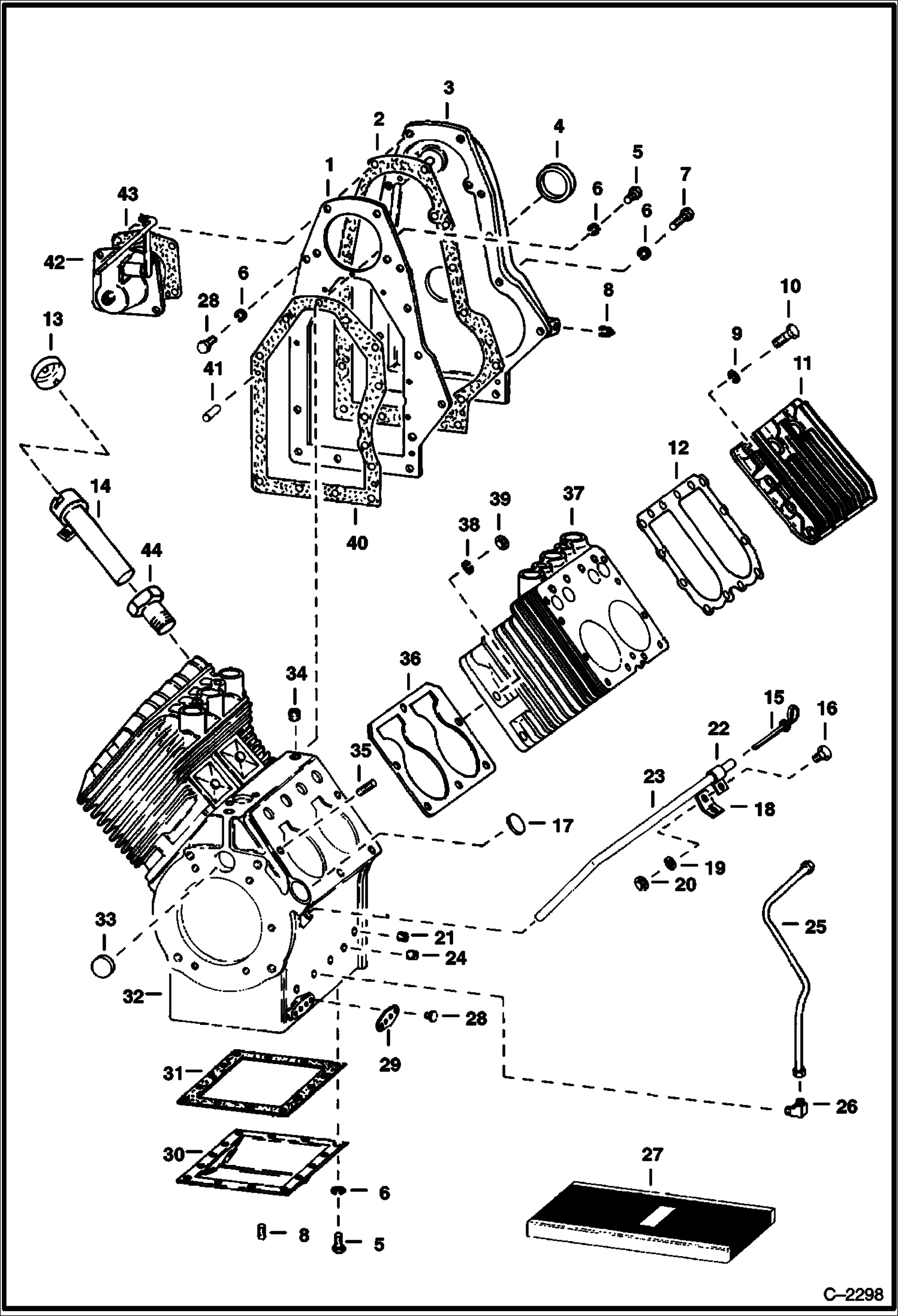 Схема запчастей Bobcat 600s - CRANKCASE & GEAR COVER POWER UNIT