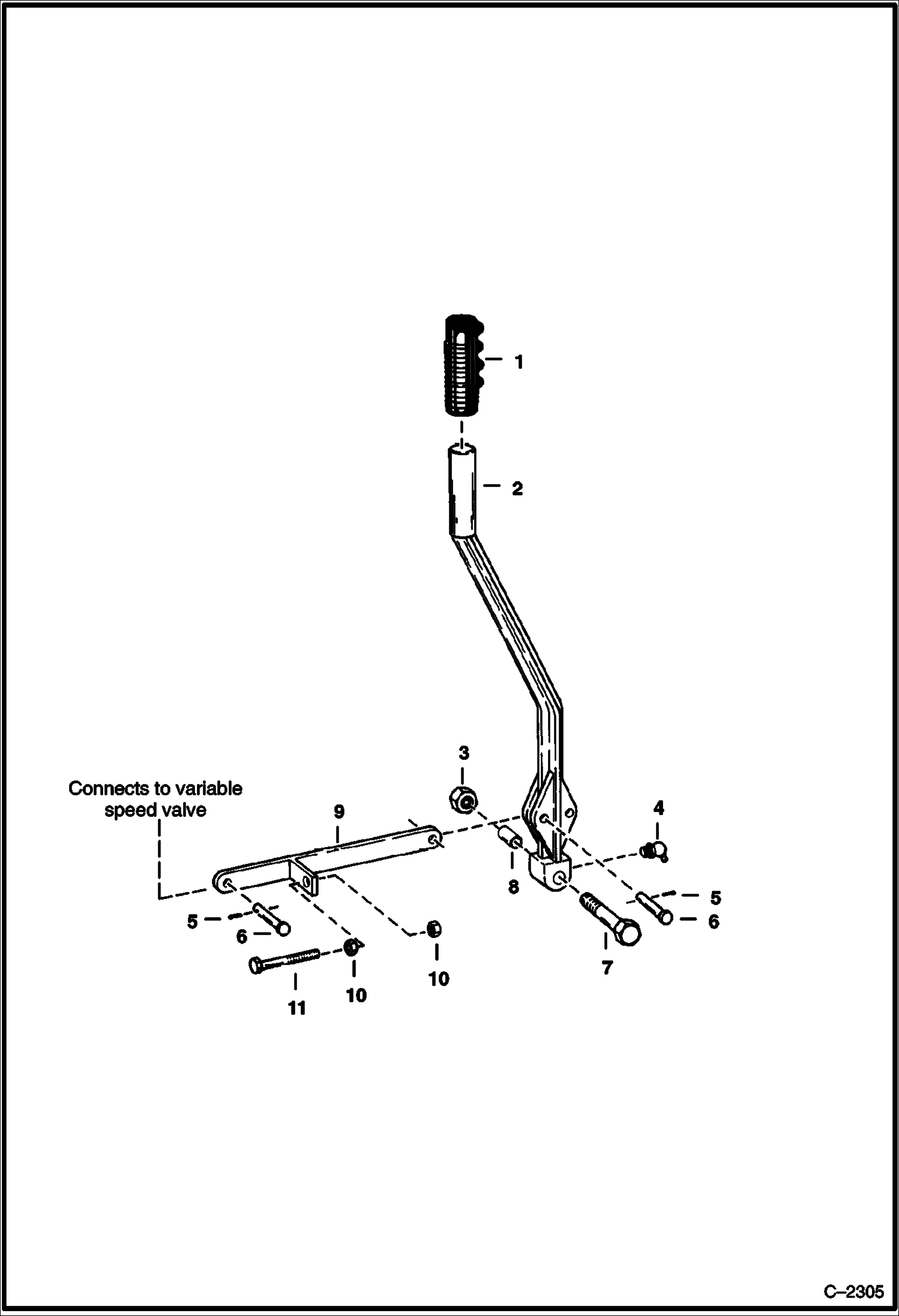 Схема запчастей Bobcat 600s - VARIABLE SPEED CONTROL LEVER DRIVE TRAIN