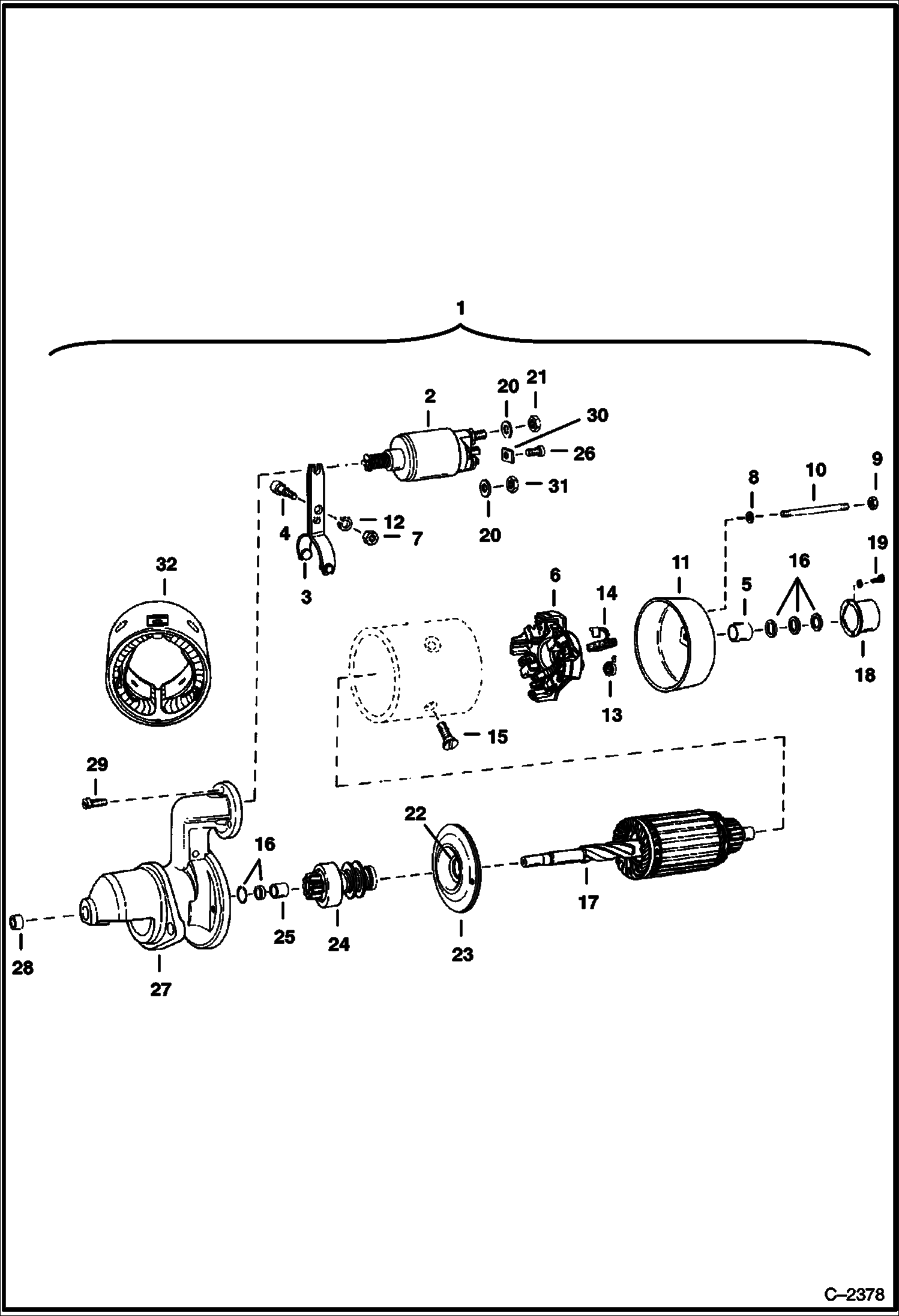 Схема запчастей Bobcat 400s - STARTER Deutz Diesel ELECTRICAL SYSTEM