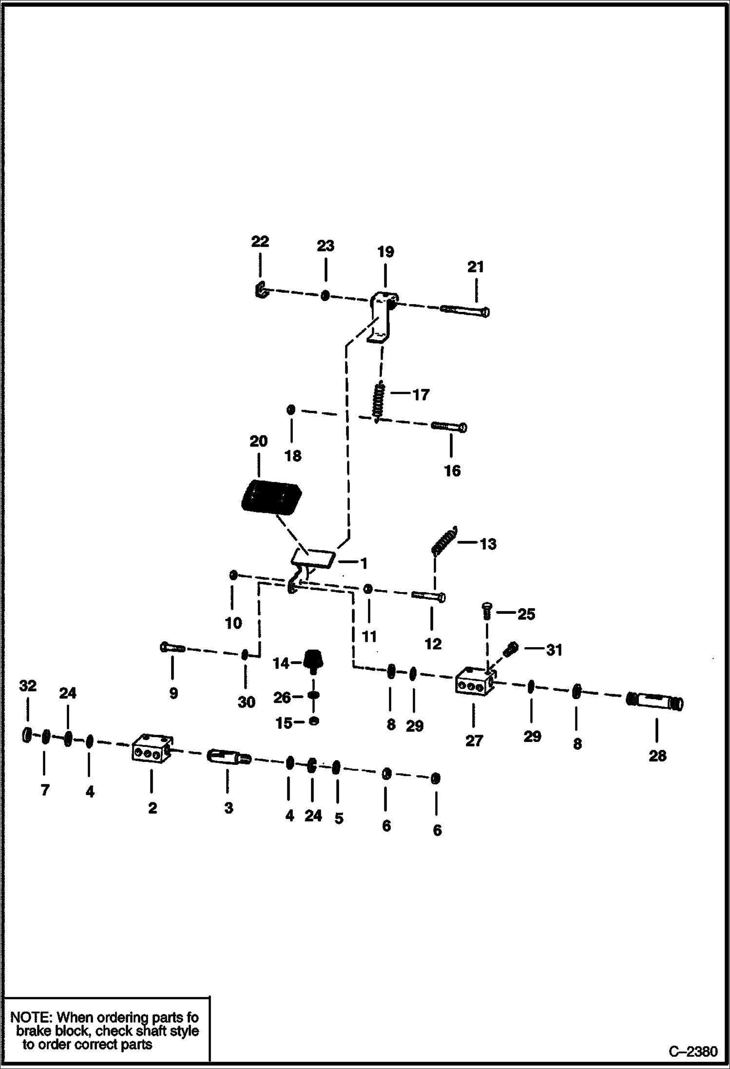 Схема запчастей Bobcat Articulated Loaders - BRAKE LINKAGE HYDROSTATIC SYSTEM