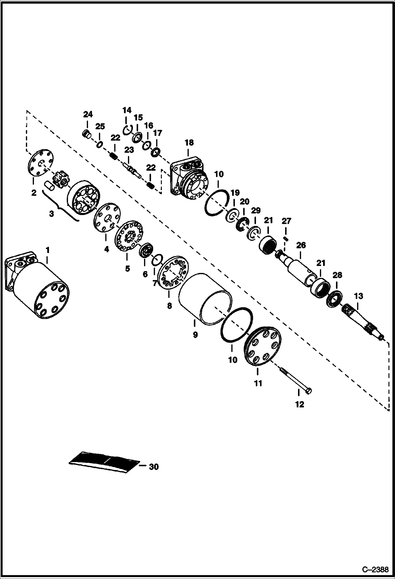 Схема запчастей Bobcat 500s - HYDROSTATIC MOTOR (24033) HYDROSTATIC SYSTEM