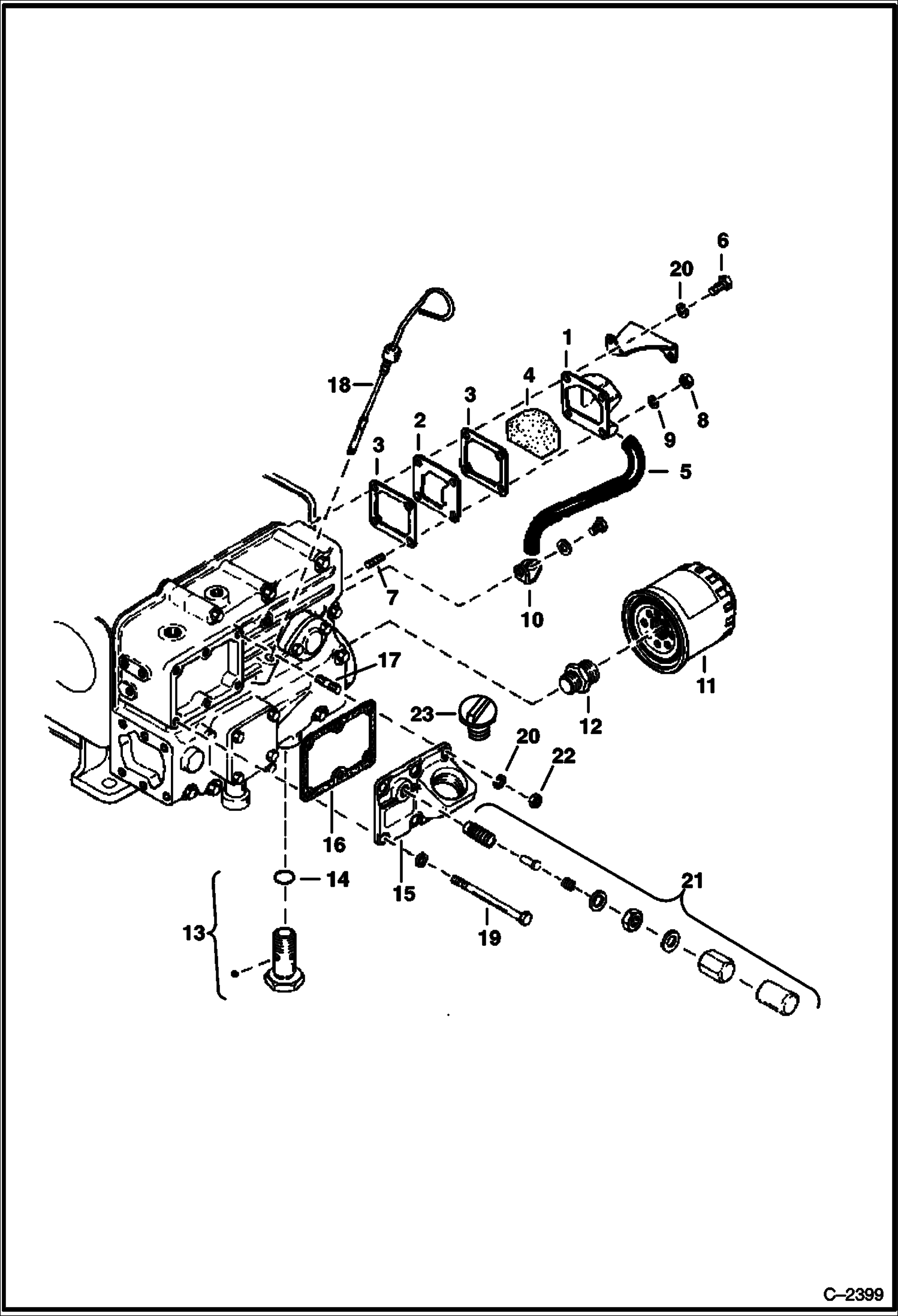 Схема запчастей Bobcat 300s - BREATHER & OIL FILTER POWER UNIT