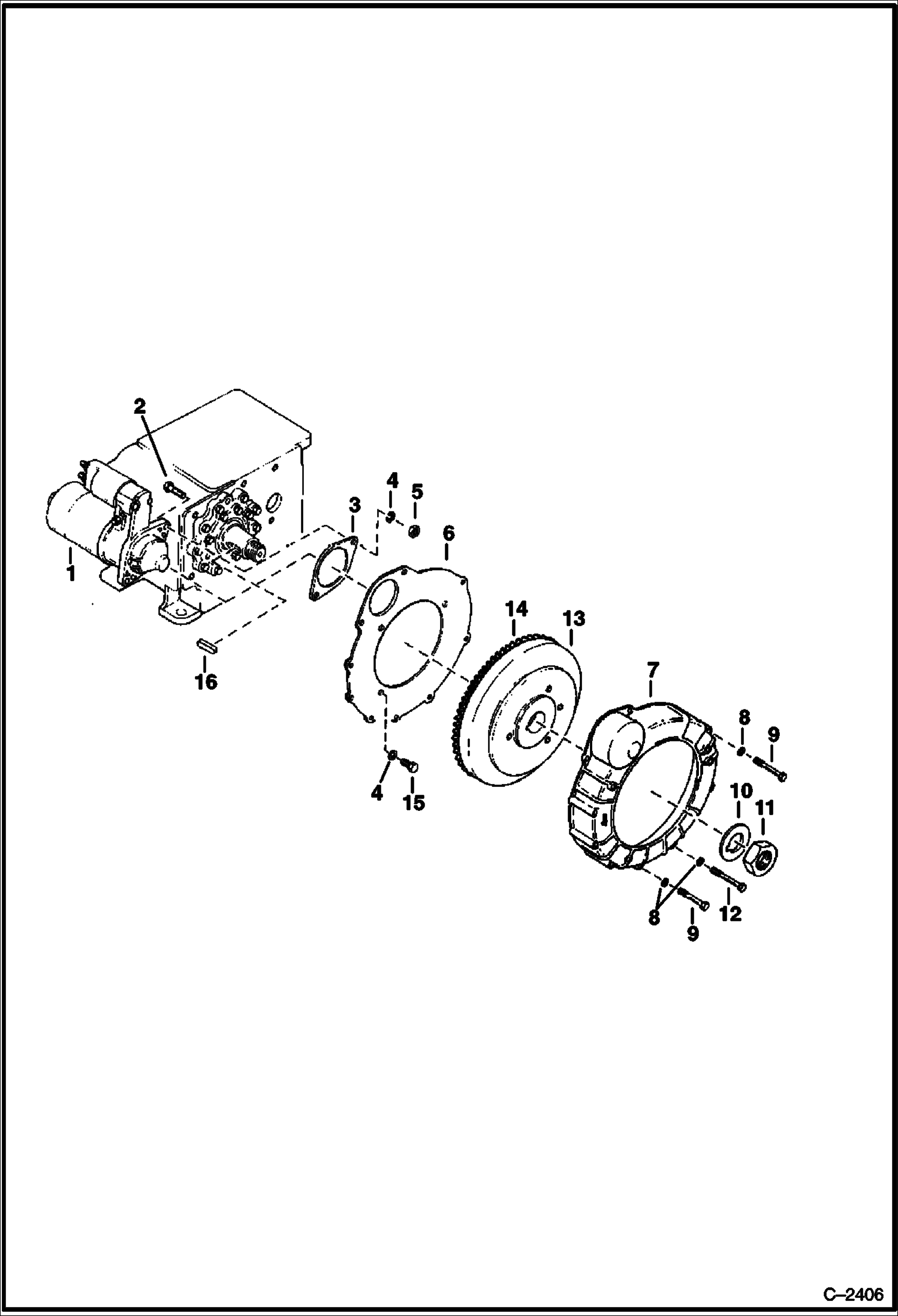 Схема запчастей Bobcat 300s - FLYWHEEL & STARTER POWER UNIT