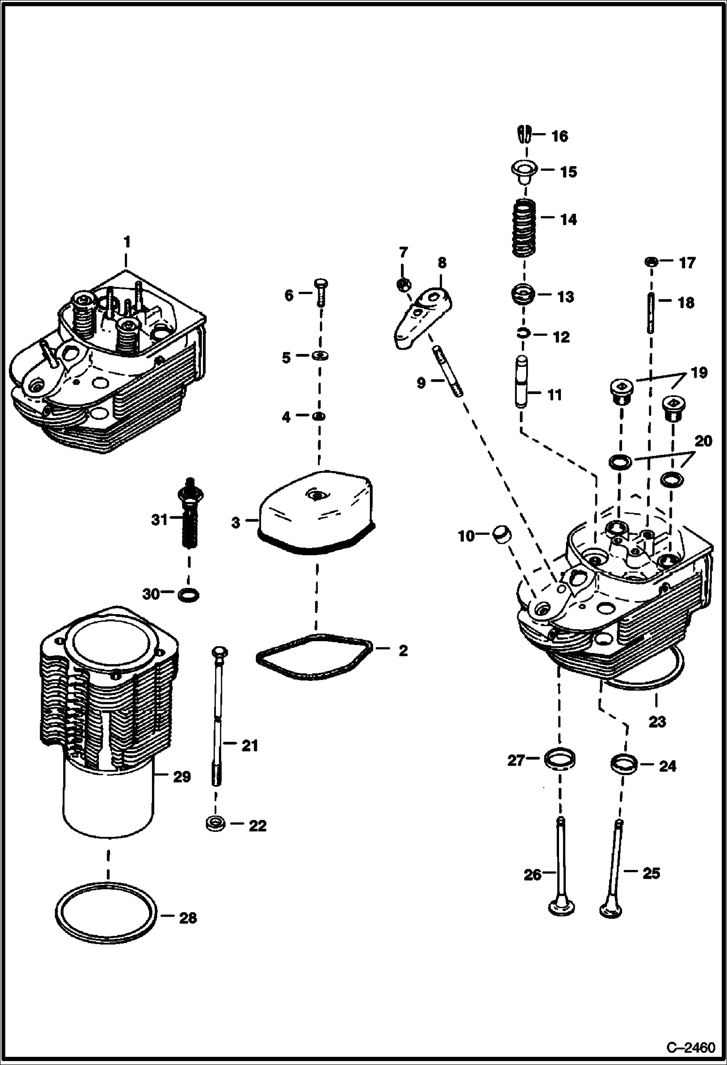 Схема запчастей Bobcat 700s - CYLINDER & HEADS POWER UNIT