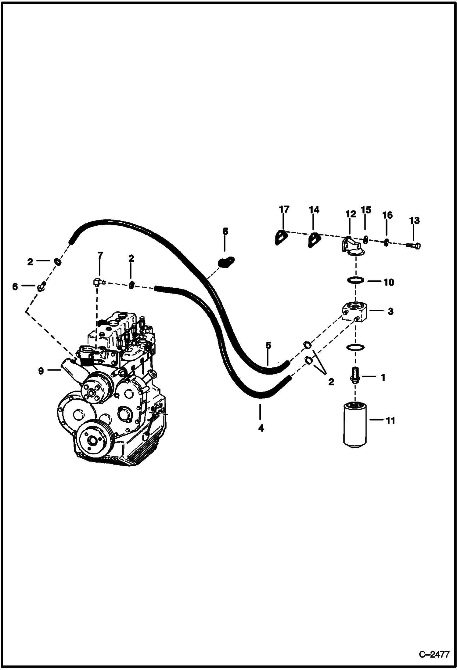 Схема запчастей Bobcat 800s - ENGINE OIL COOLER & FILTER POWER UNIT