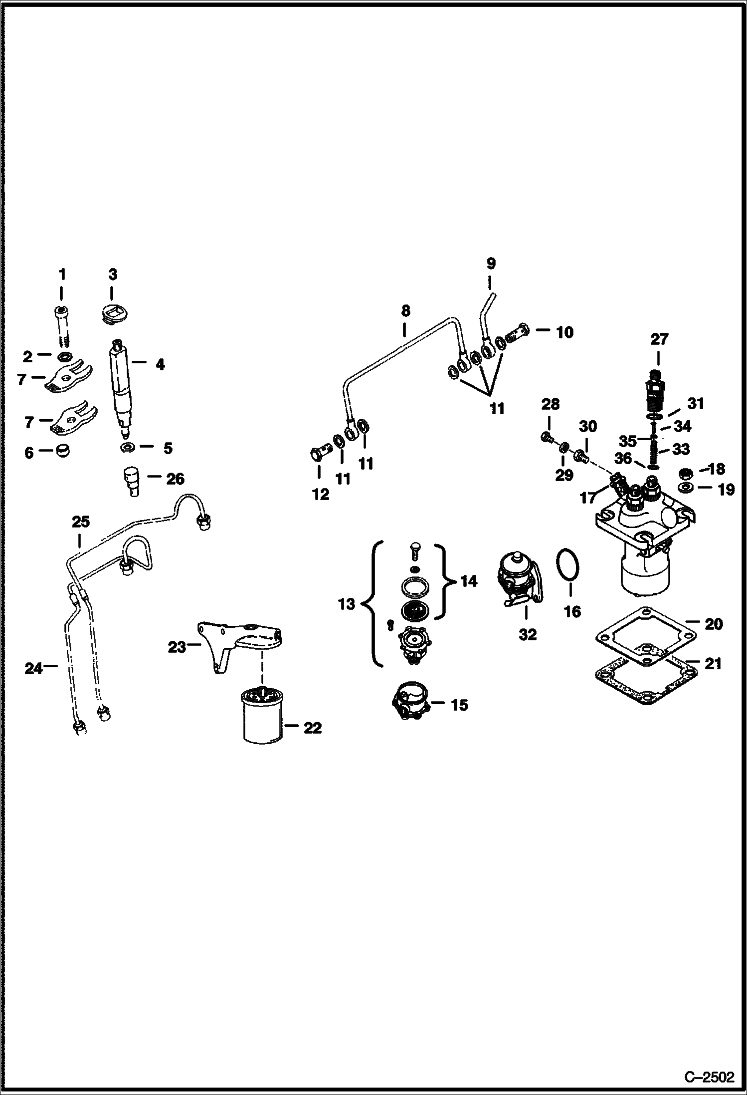 Схема запчастей Bobcat 700s - FUEL SYSTEM (Deutz 411) POWER UNIT