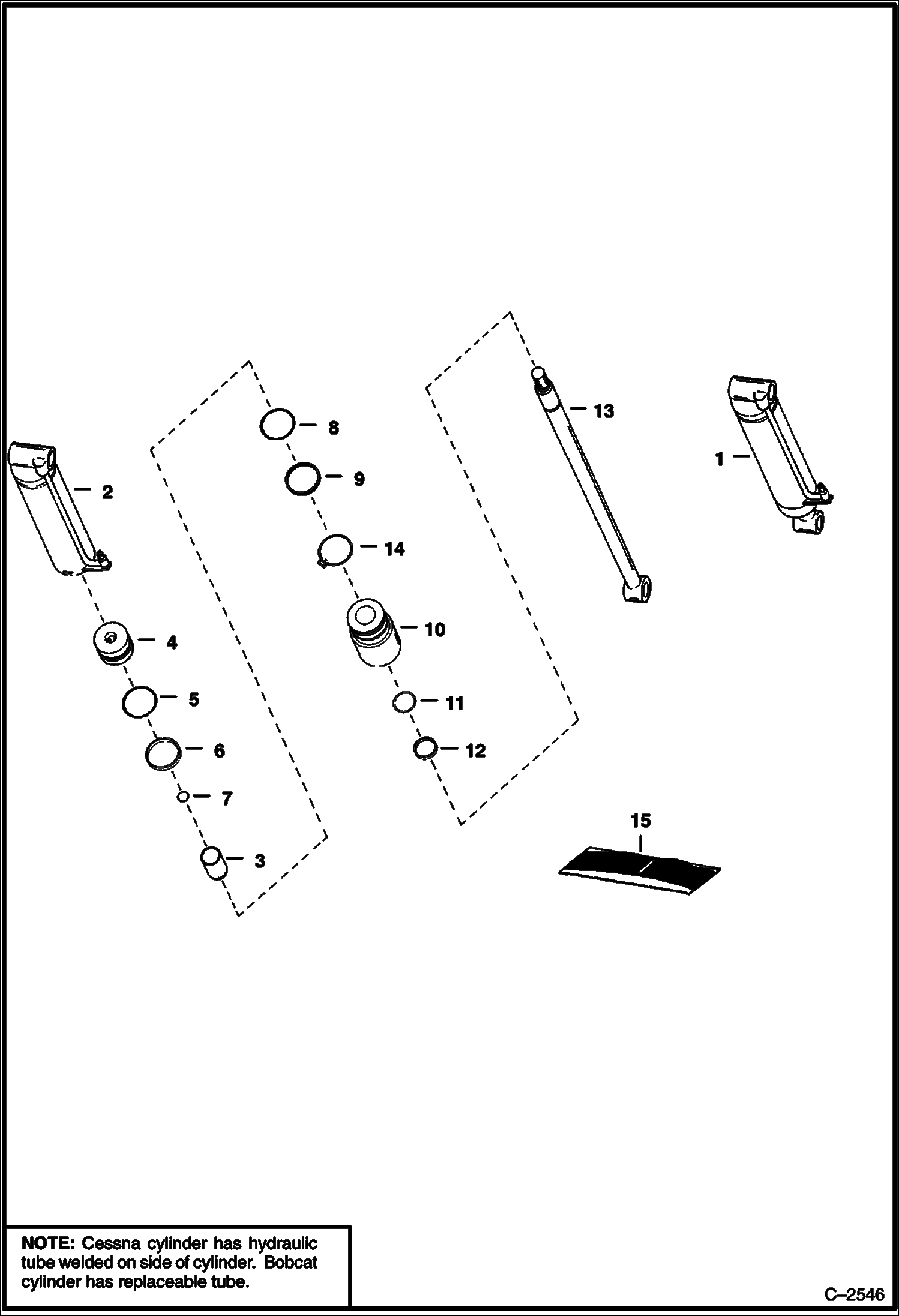 Схема запчастей Bobcat 700s - TILT CYLINDER (Cessna) (S/N 12949 & Above) HYDRAULIC SYSTEM