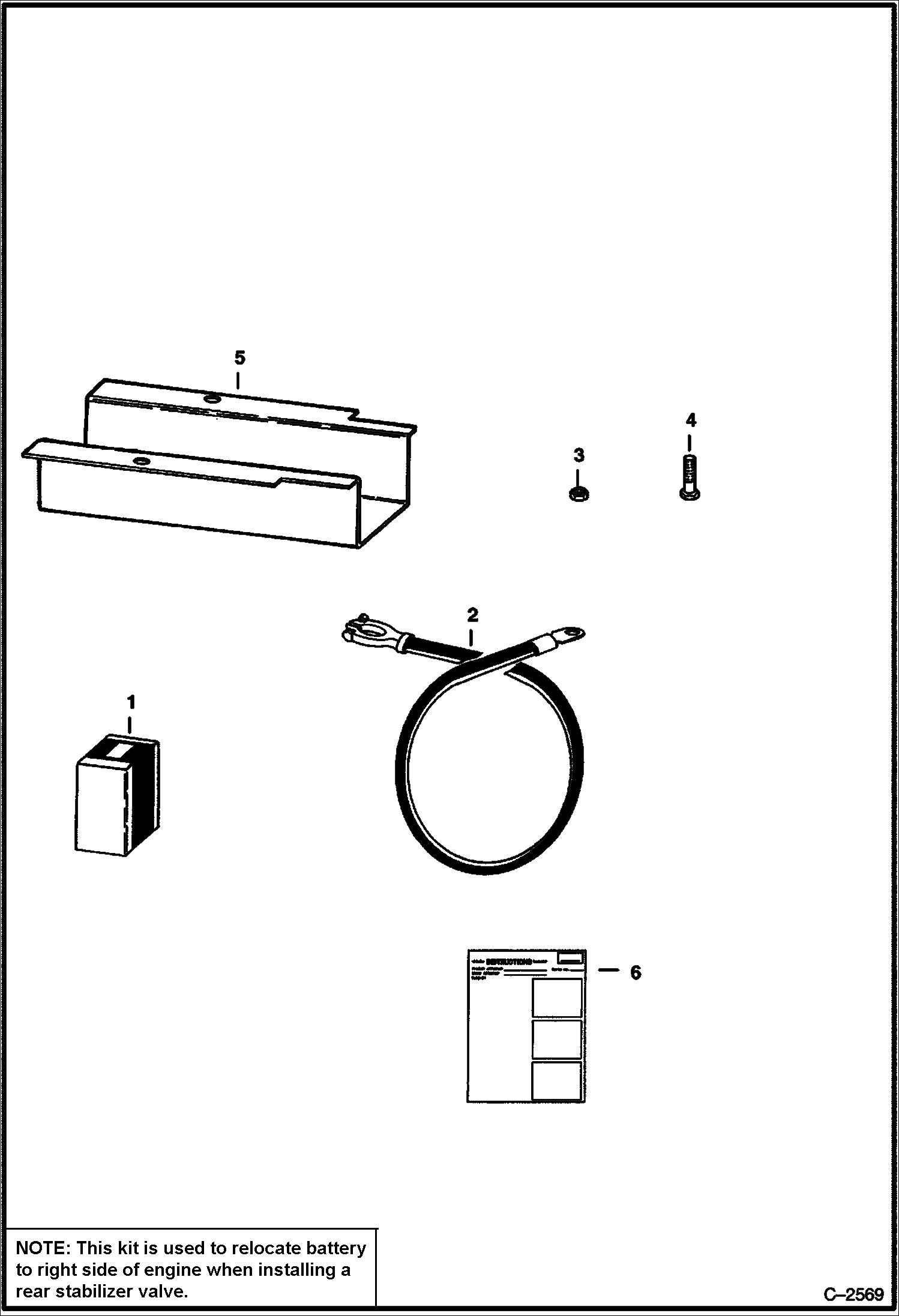 Схема запчастей Bobcat 600s - BATTERY MOUNT KIT ACCESSORIES & OPTIONS