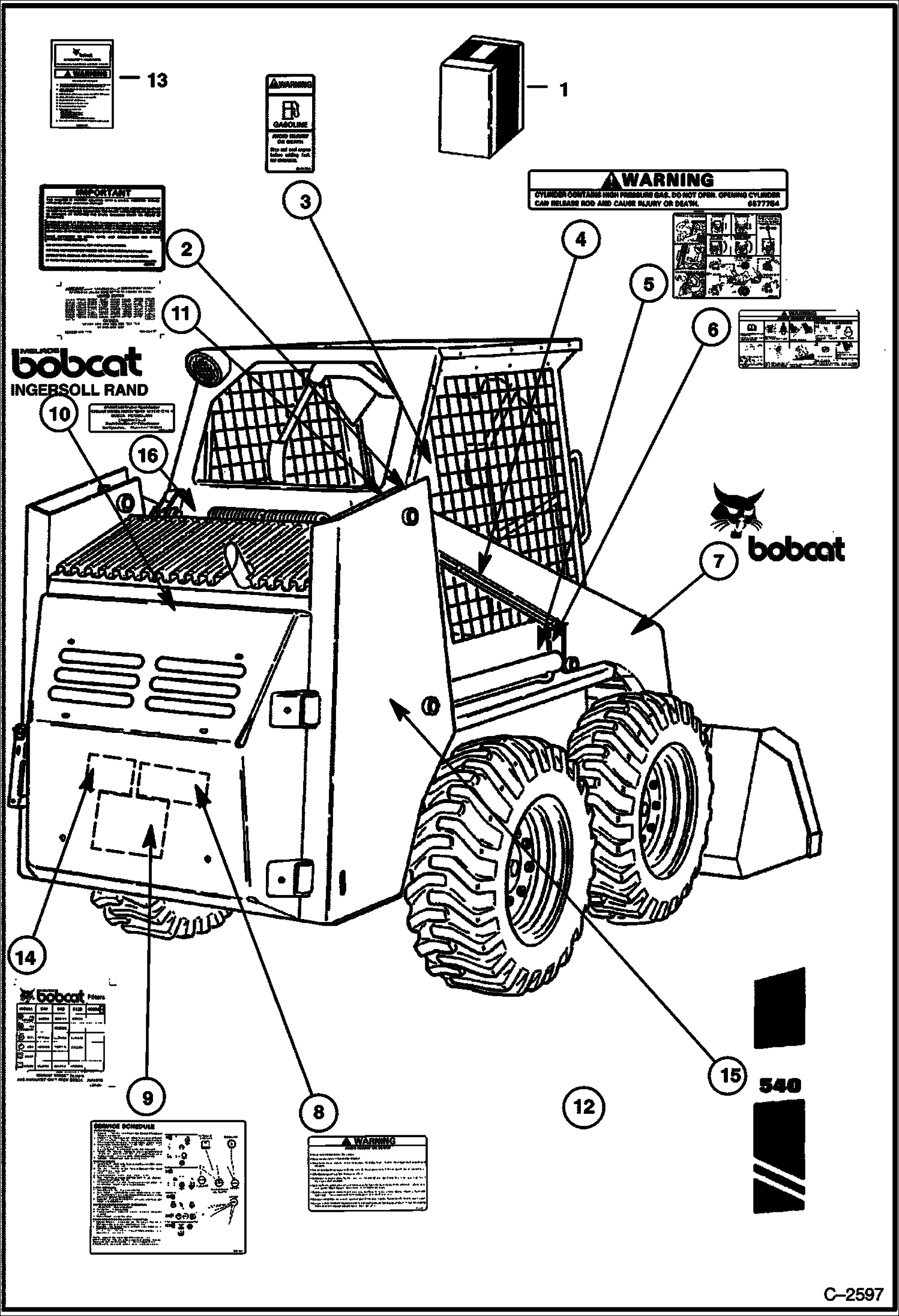 Схема запчастей Bobcat 500s - DECALS ACCESSORIES & OPTIONS