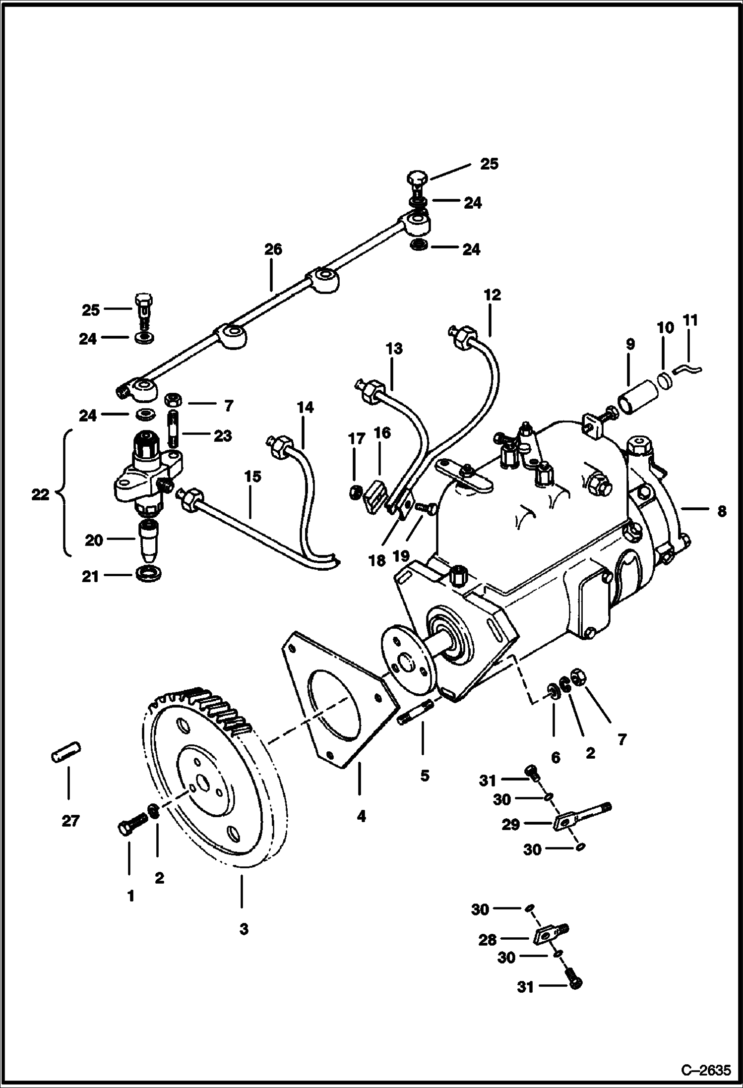 Схема запчастей Bobcat 800s - FUEL INJECTION SYSTEM POWER UNIT