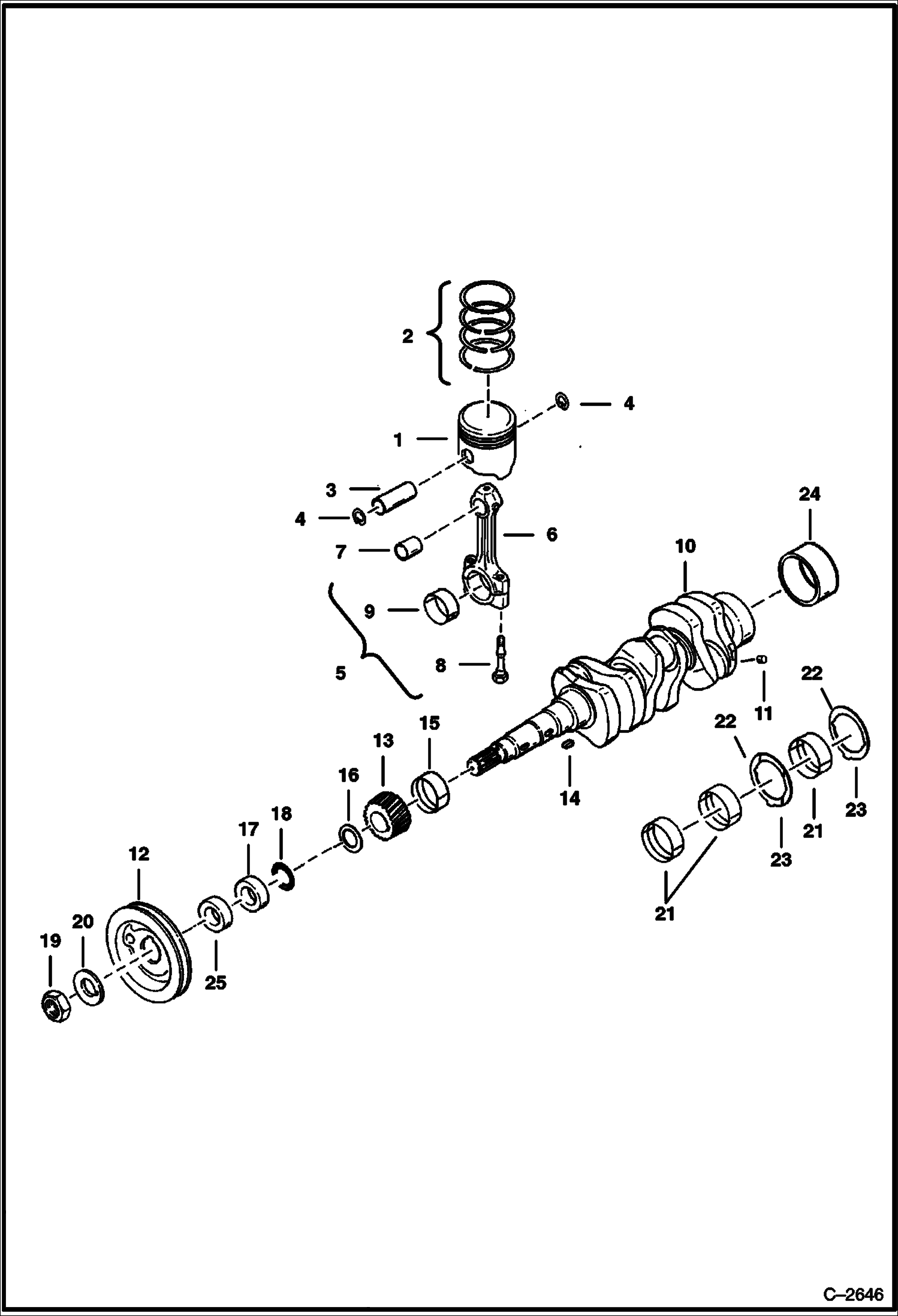 Схема запчастей Bobcat 400s - PISTON & CRANKSHAFT (Kubota D750) (5618 11001- & 5619 11001-) POWER UNIT