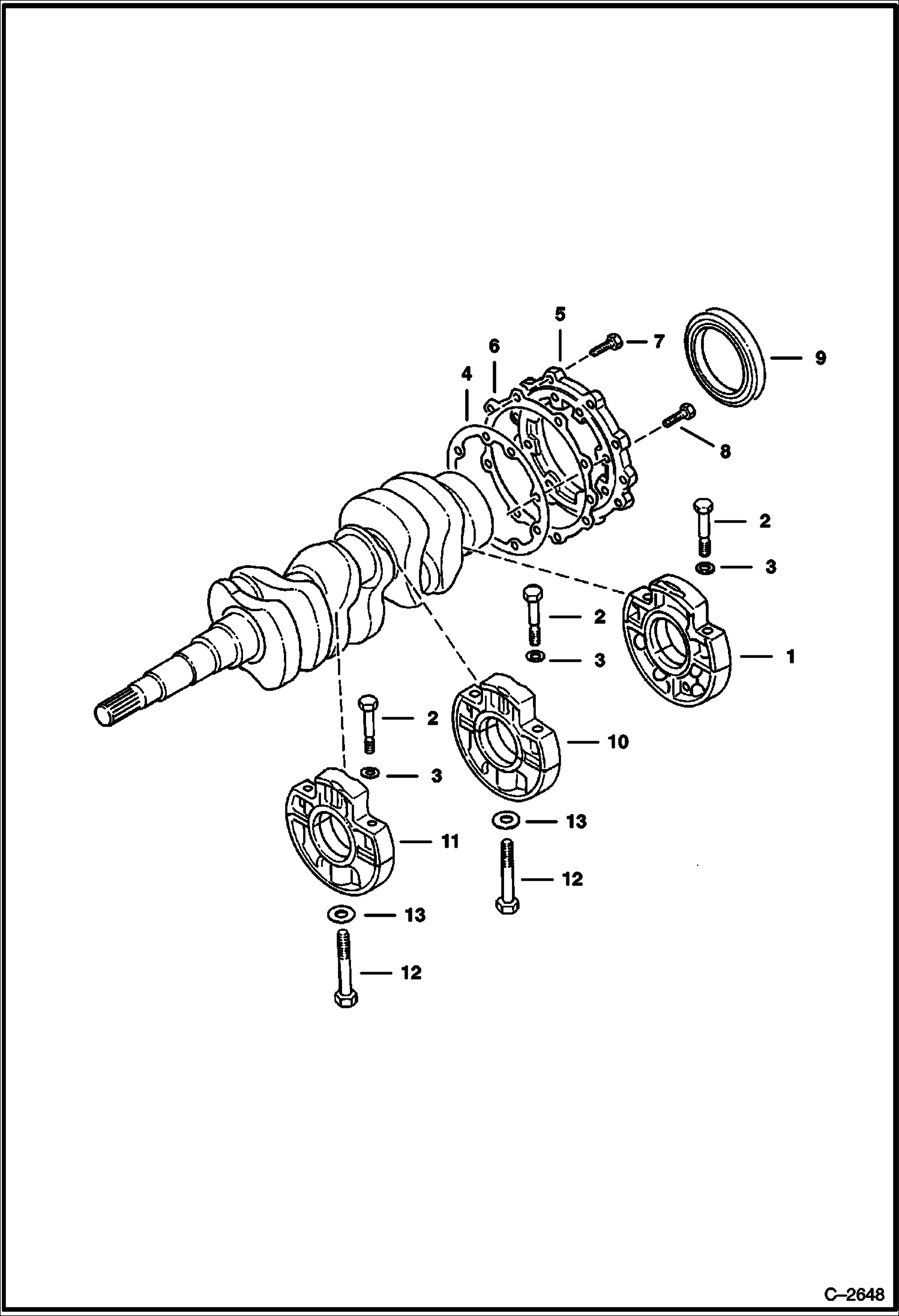 Схема запчастей Bobcat 400s - MAIN BEARING CASE (Kubota D750) (5618 11001- & 5619 11001-) POWER UNIT