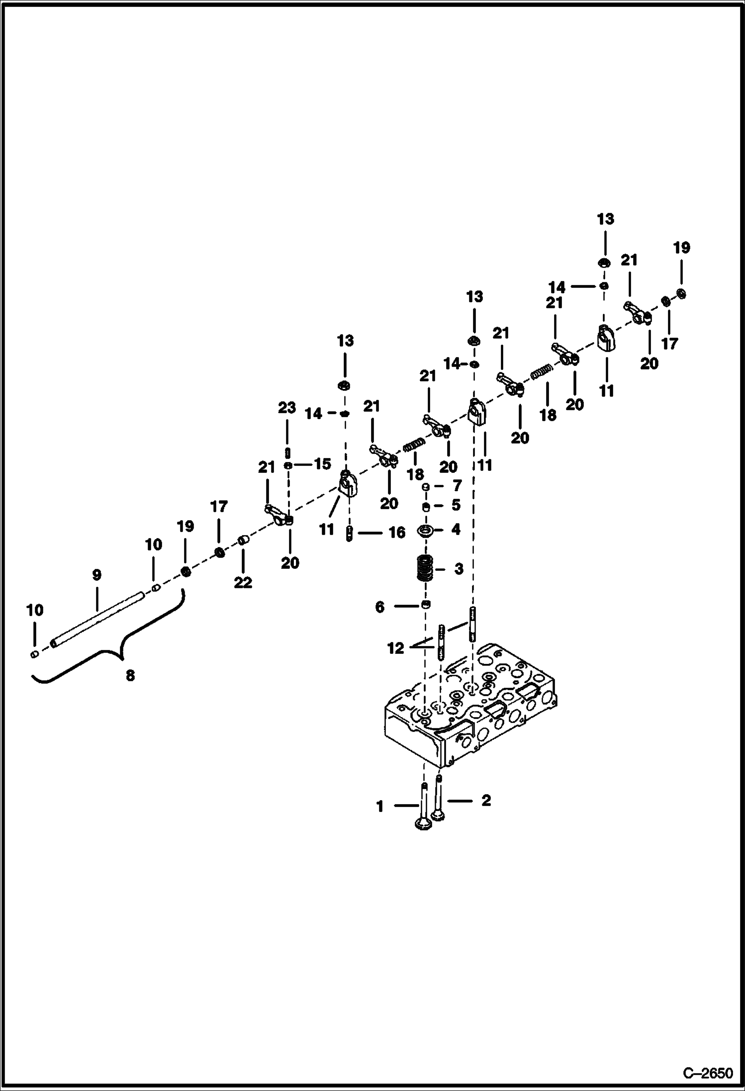 Схема запчастей Bobcat 320 - ROCKER ARM & VALVES (Kubota D750) POWER UNIT