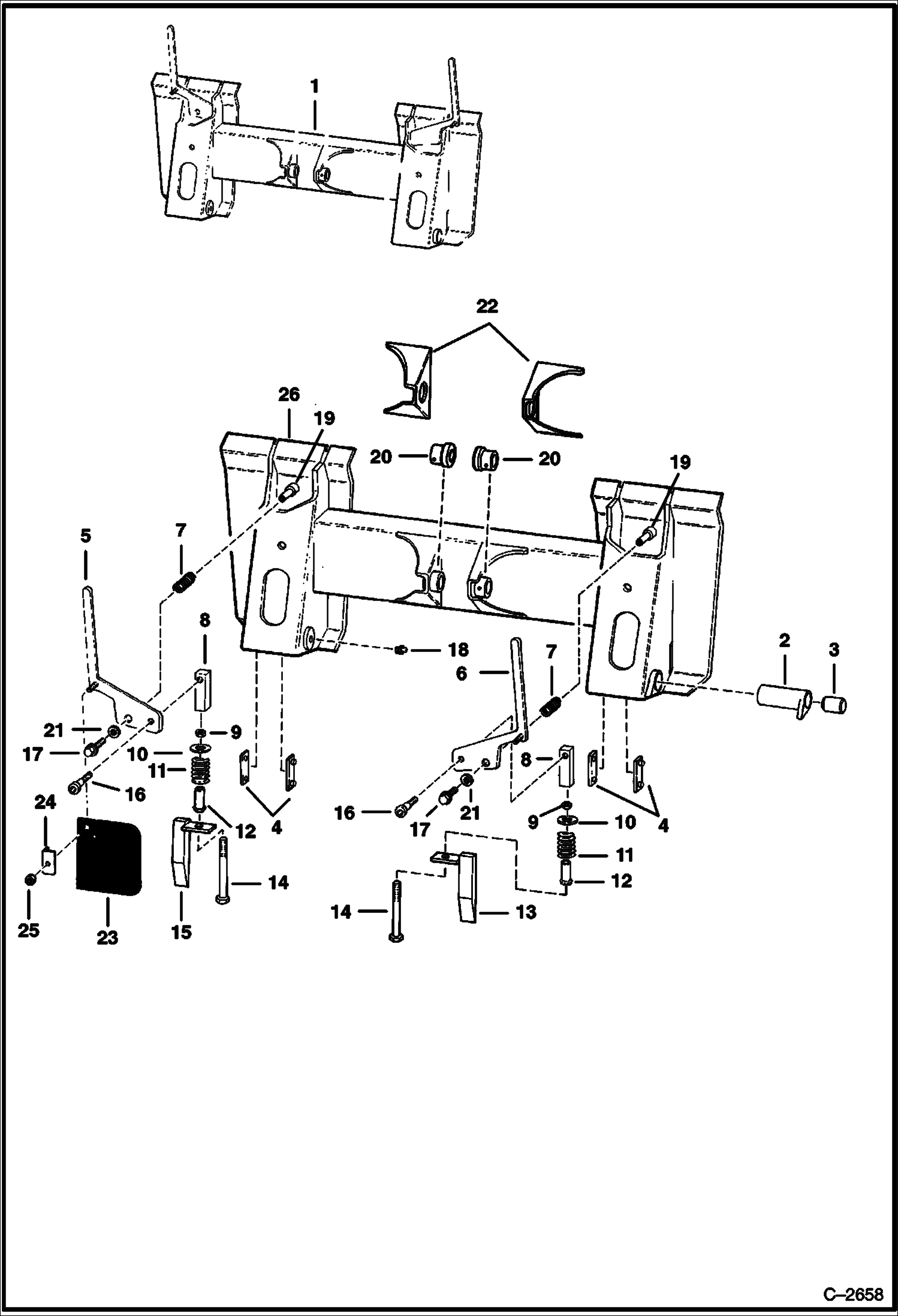 Схема запчастей Bobcat 500s - BOB-TACH MAIN FRAME