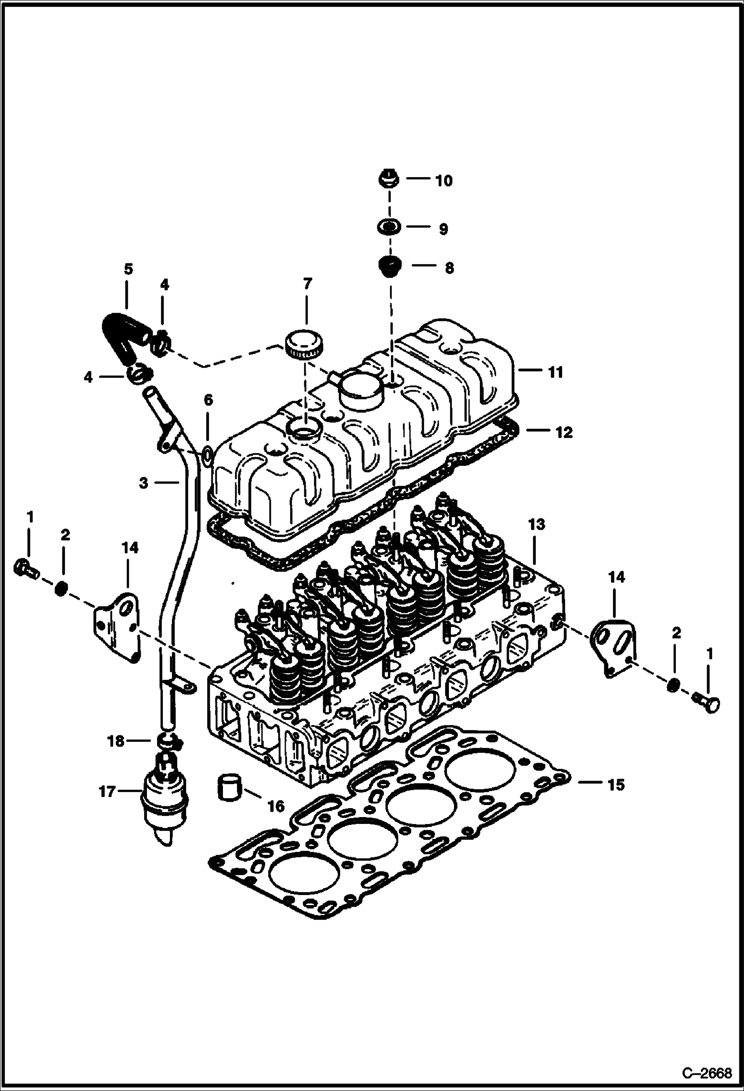 Схема запчастей Bobcat 800s - VALVE COVER POWER UNIT