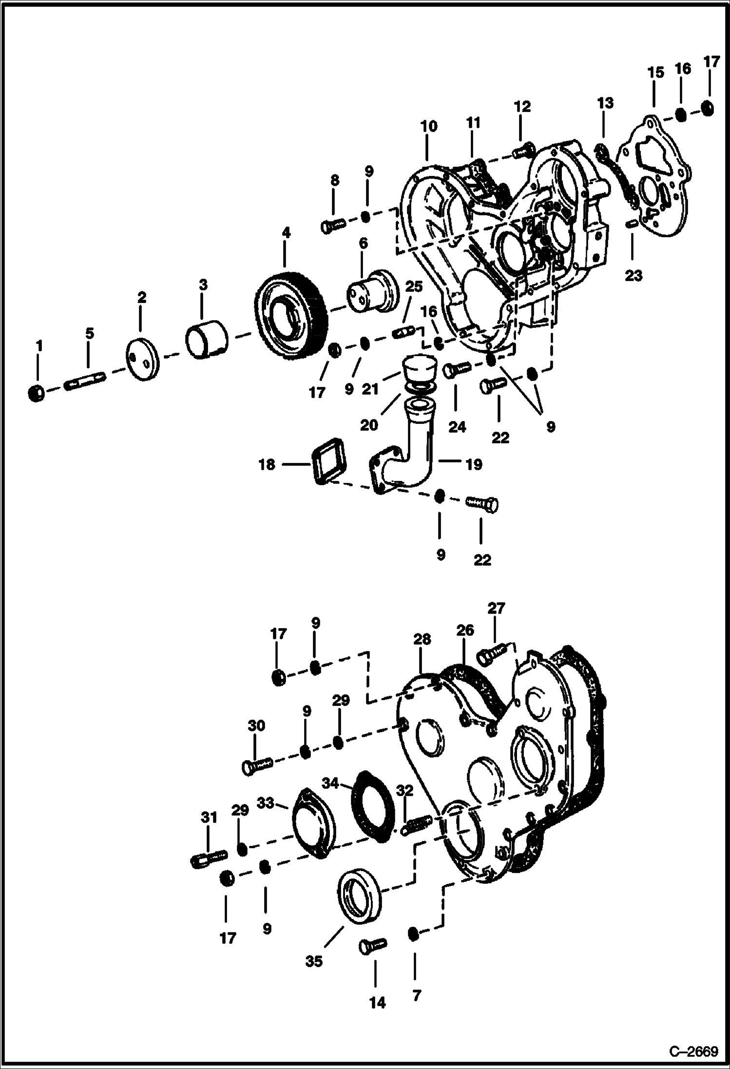 Схема запчастей Bobcat 800s - TIMING GEAR COVER POWER UNIT