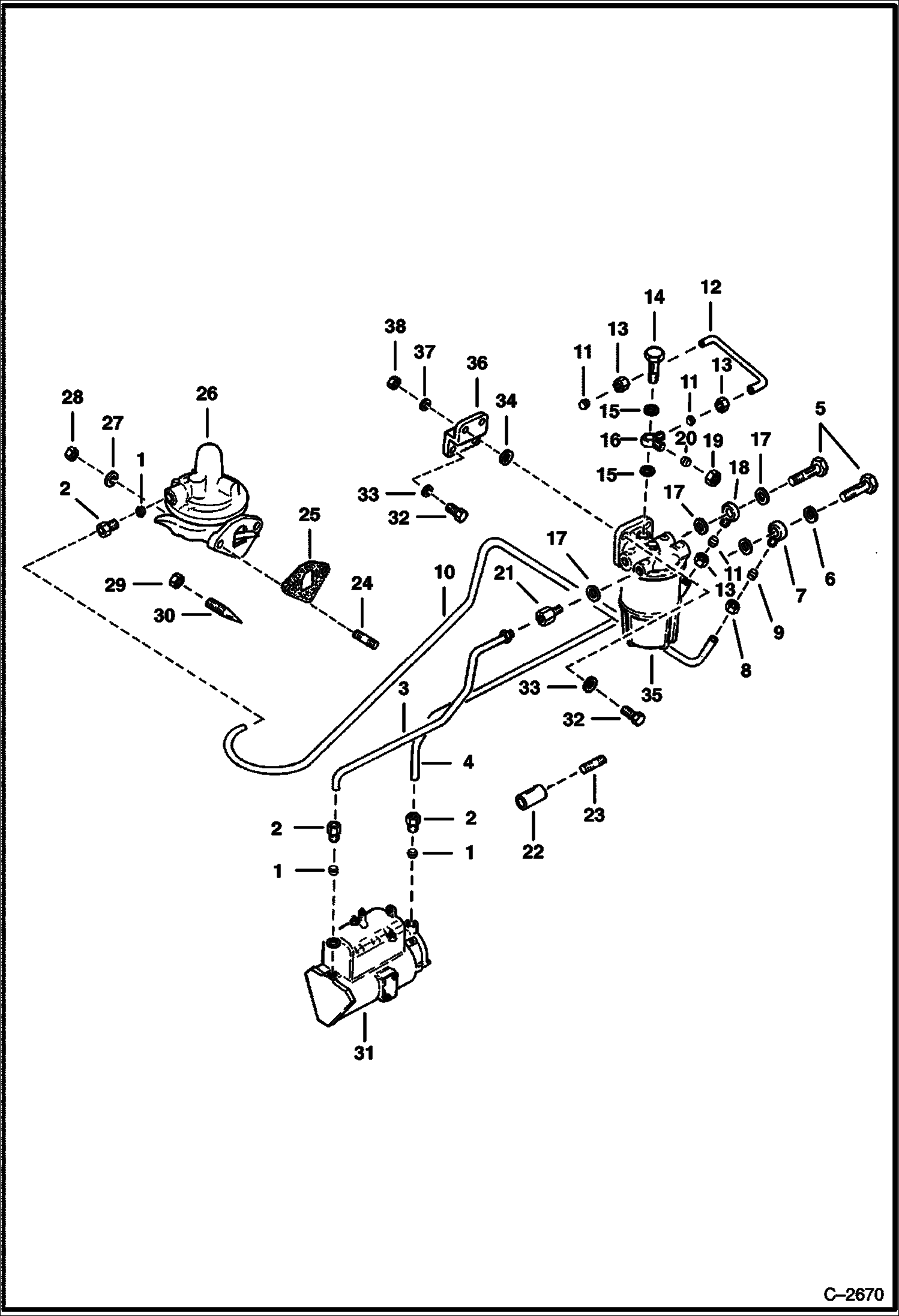 Схема запчастей Bobcat 800s - FUEL LINES POWER UNIT