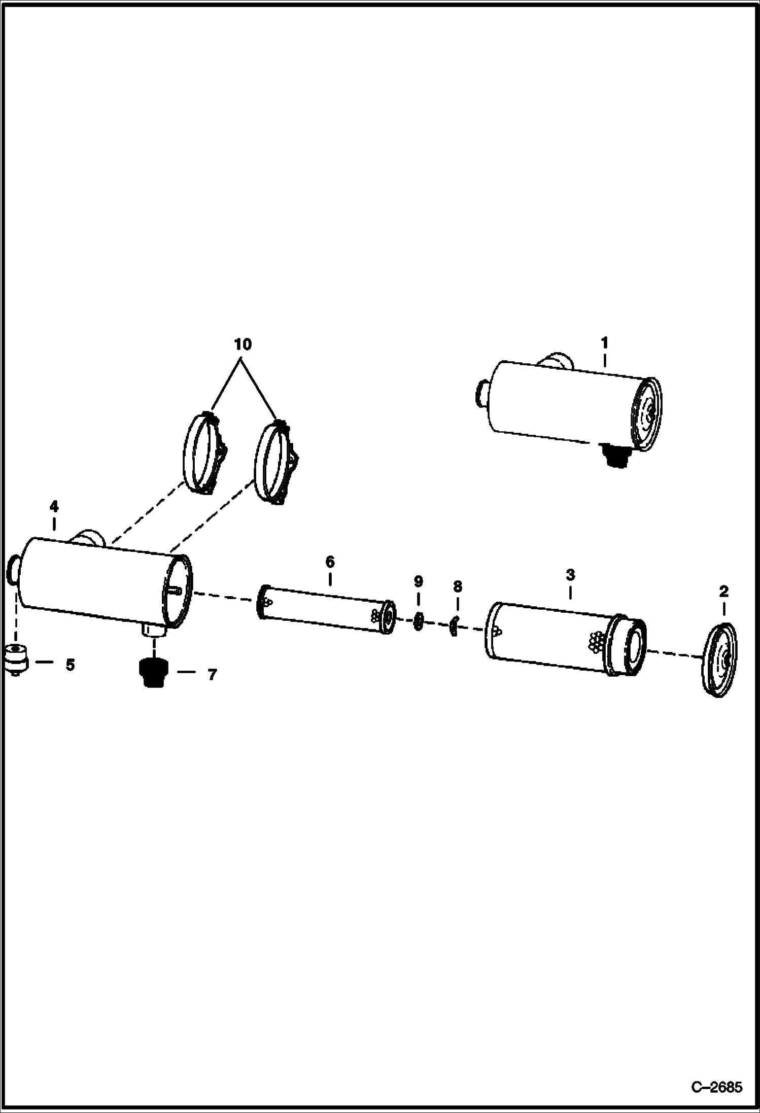 Схема запчастей Bobcat 900s - AIR CLEANER (Dual Element - S/N 12597 & Above) POWER UNIT