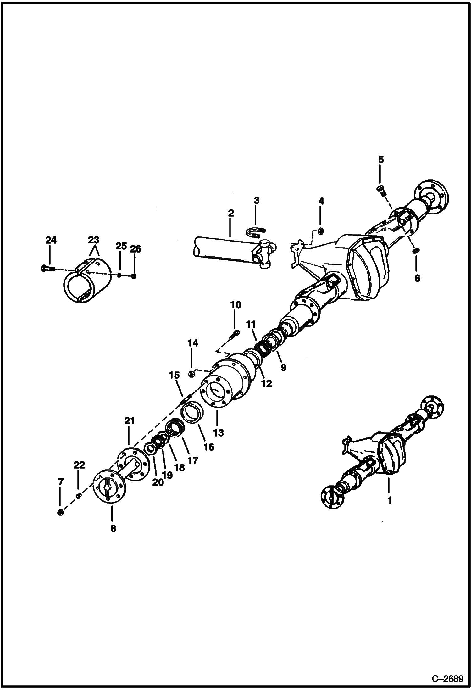 Схема запчастей Bobcat Articulated Loaders - FRONT DIFFERENTIAL & HUB ASSY. DRIVE TRAIN