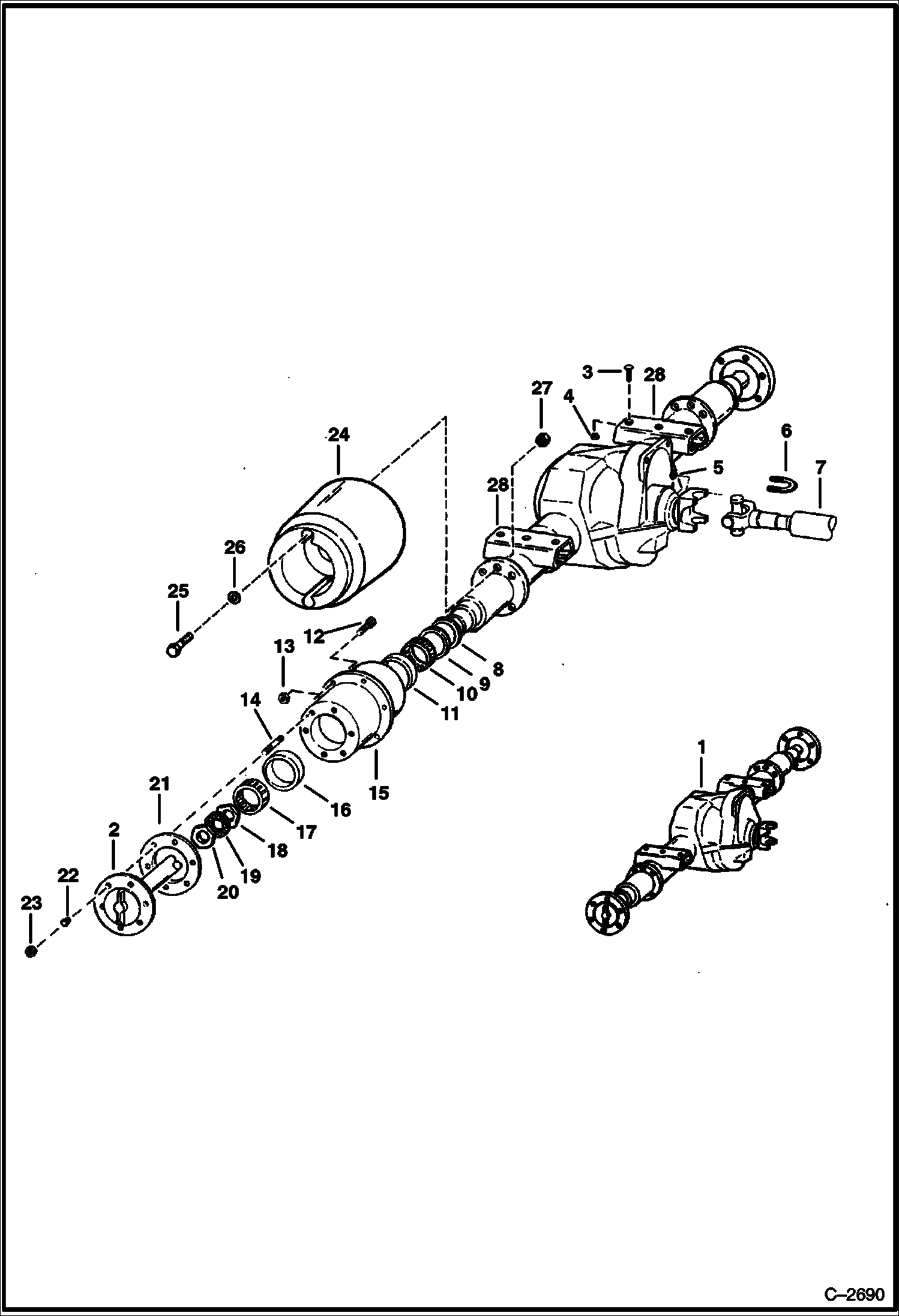 Схема запчастей Bobcat Articulated Loaders - REAR DIFFERENTIAL & HUB ASSY. DRIVE TRAIN