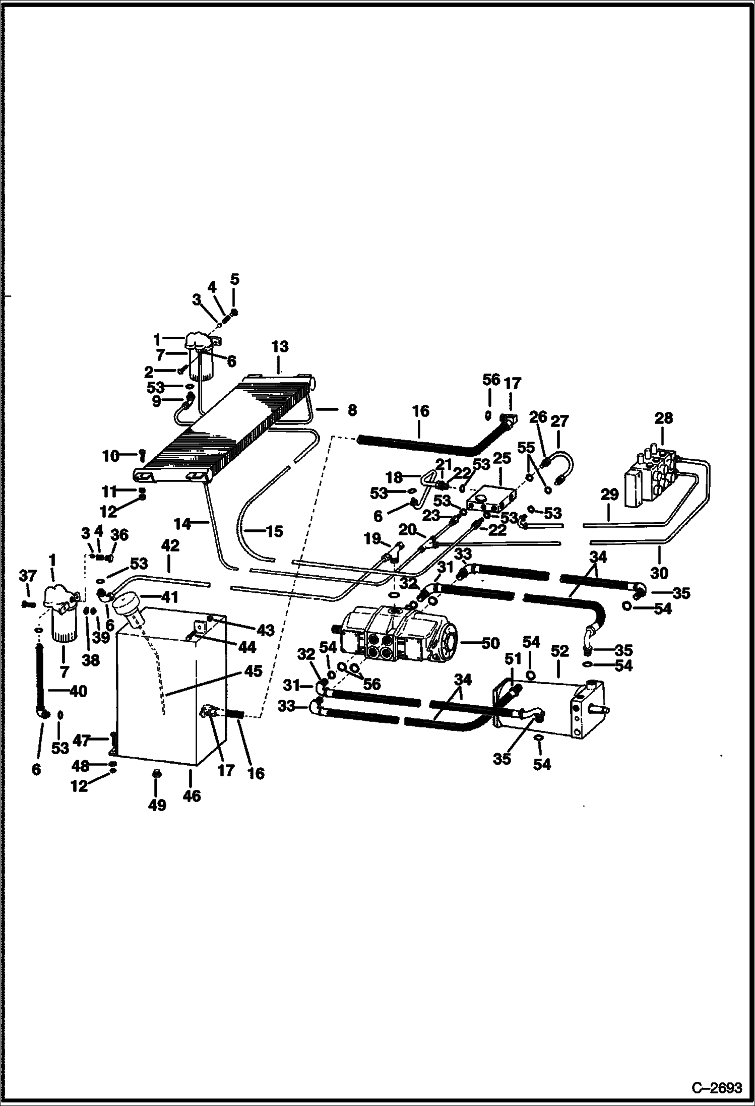 Схема запчастей Bobcat Articulated Loaders - HYDROSTATIC CIRCUITRY (S/N 11999 & Below) HYDROSTATIC SYSTEM