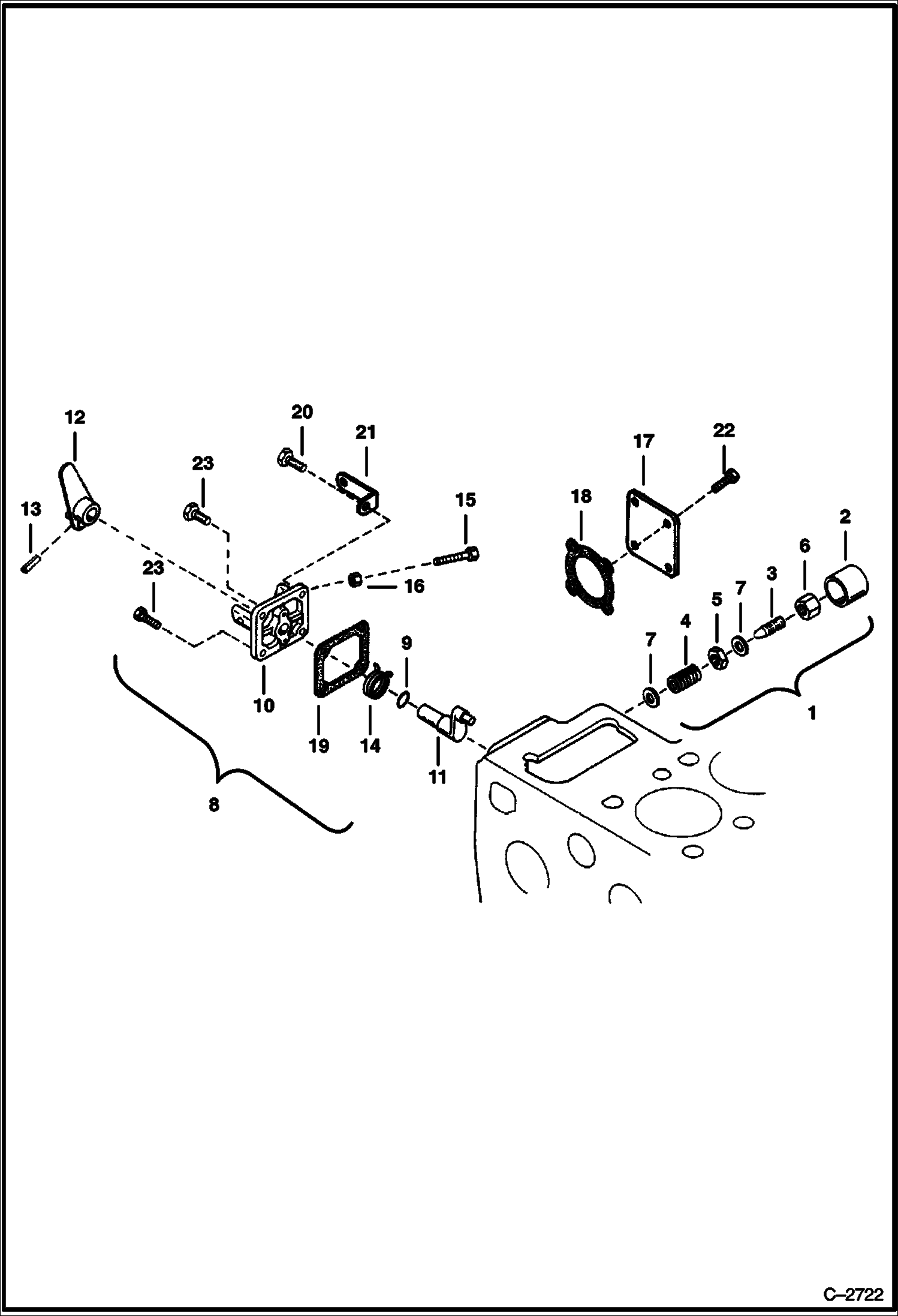 Схема запчастей Bobcat 400s - STOP LEVER (Kubota D750) (5618 11001- & 5619 11001-) POWER UNIT