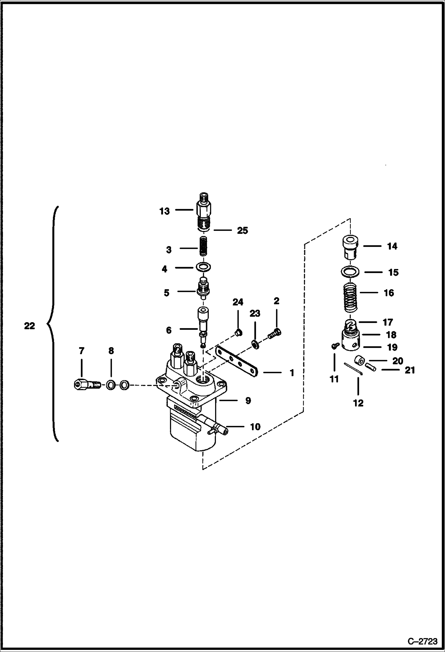 Схема запчастей Bobcat 320 - INJECTION PUMP POWER UNIT