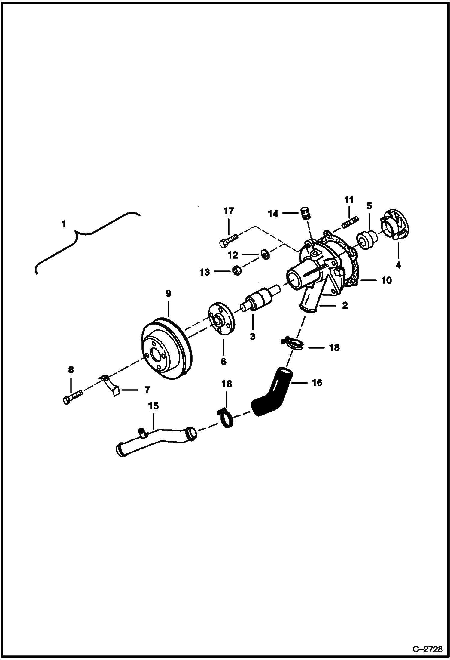 Схема запчастей Bobcat 400s - WATER PUMP (Kubota D750) (5618 11001- & 5619 11001-) POWER UNIT