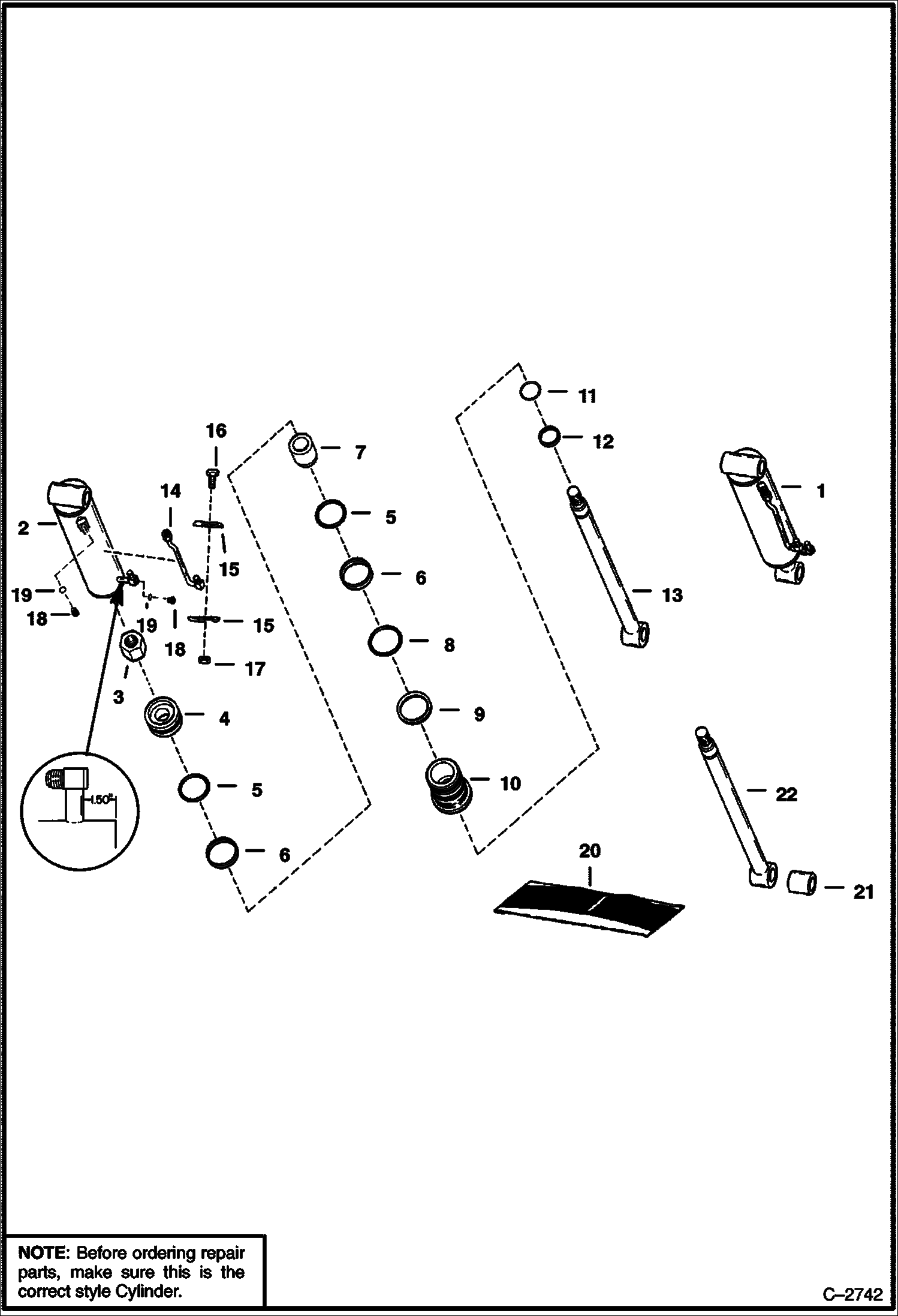 Схема запчастей Bobcat 700s - TILT CYLINDER (Bobcat) HYDRAULIC SYSTEM