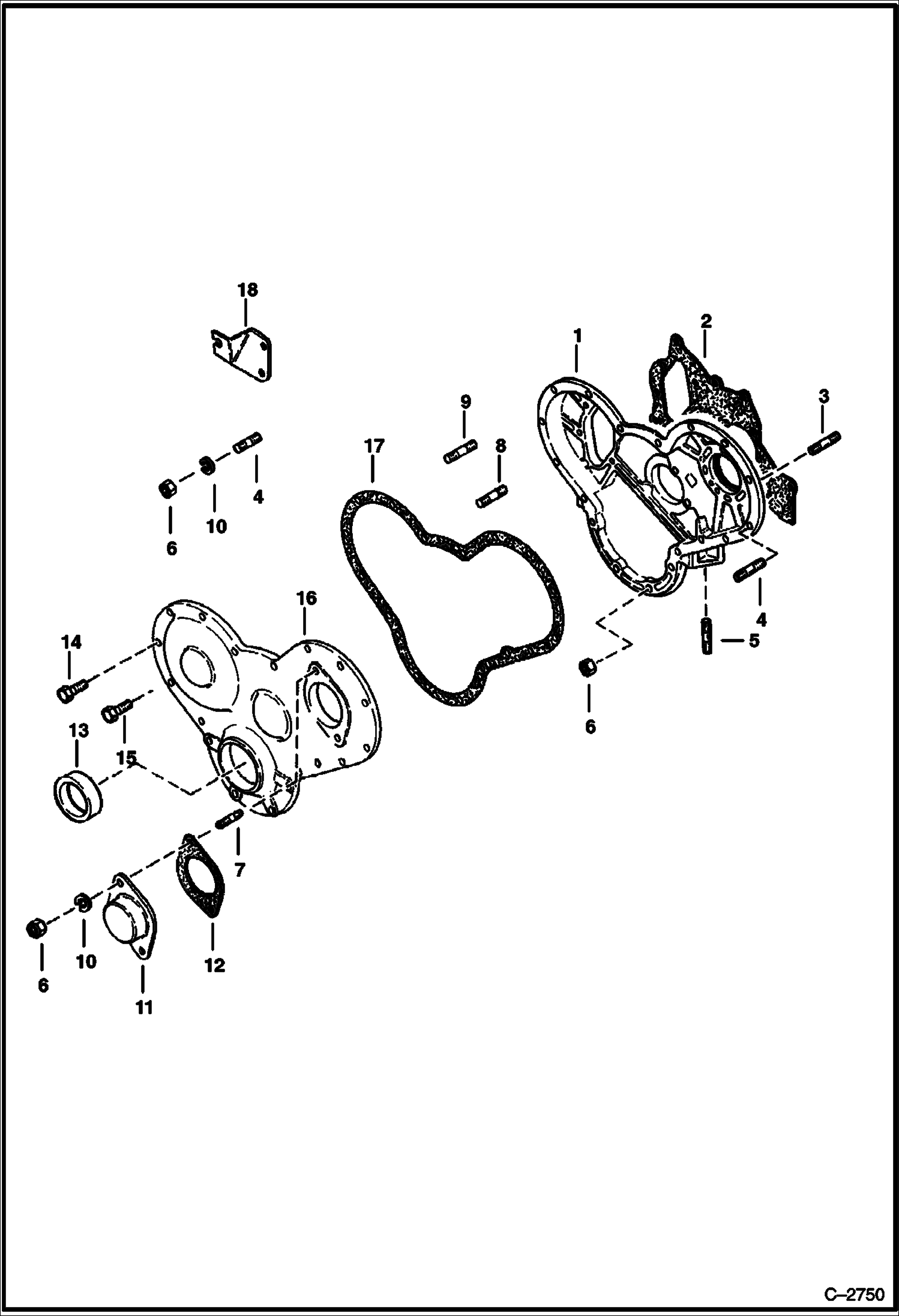 Схема запчастей Bobcat Articulated Loaders - TIMING GEAR COVER POWER UNIT