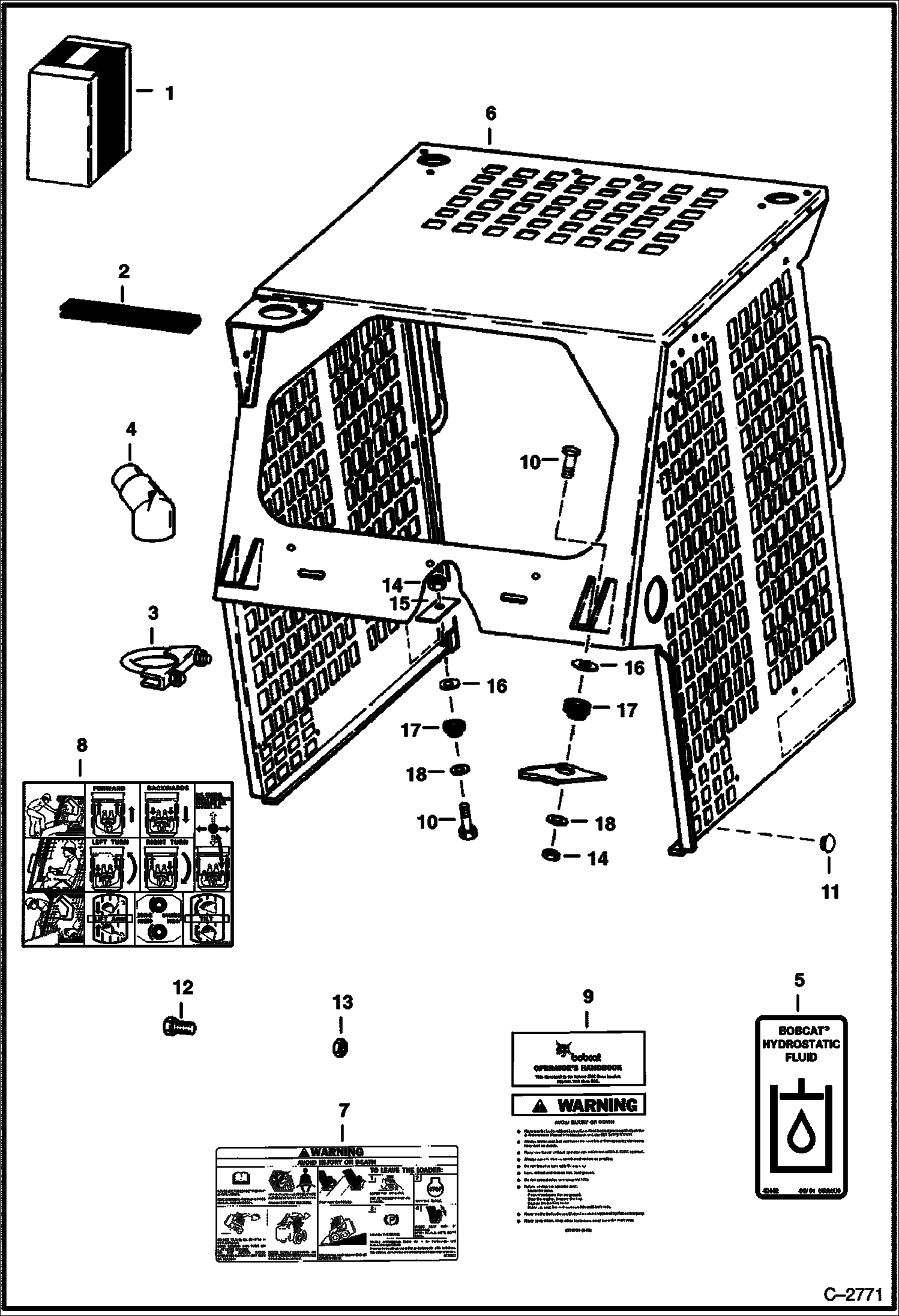 Схема запчастей Bobcat 700s - OPERATOR CAB MAIN FRAME