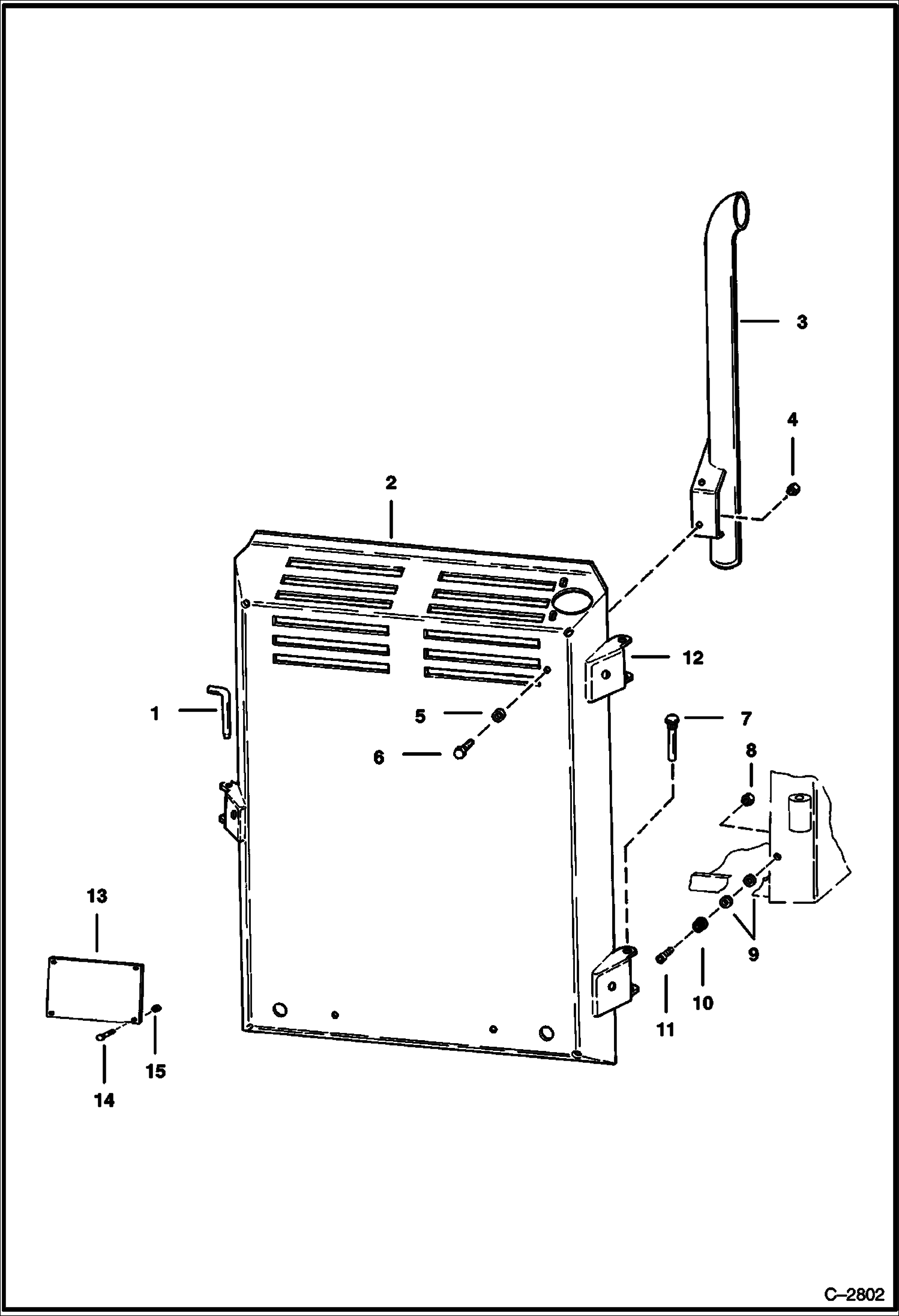 Схема запчастей Bobcat 400s - REAR DOOR (5618 11001-, 5619 11001-) MAIN FRAME