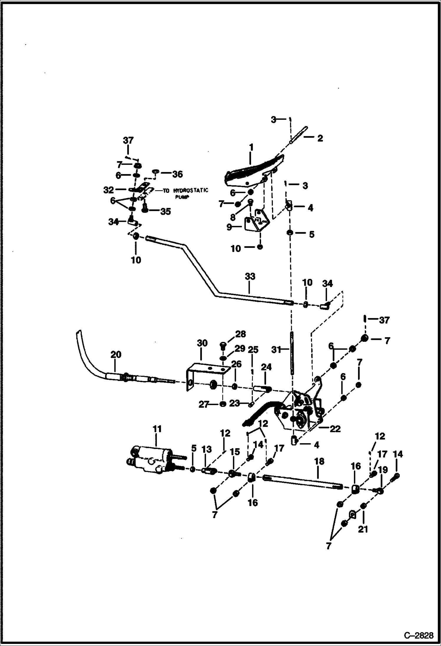 Схема запчастей Bobcat Articulated Loaders - HYDROSTATIC CONTROLS HYDROSTATIC SYSTEM