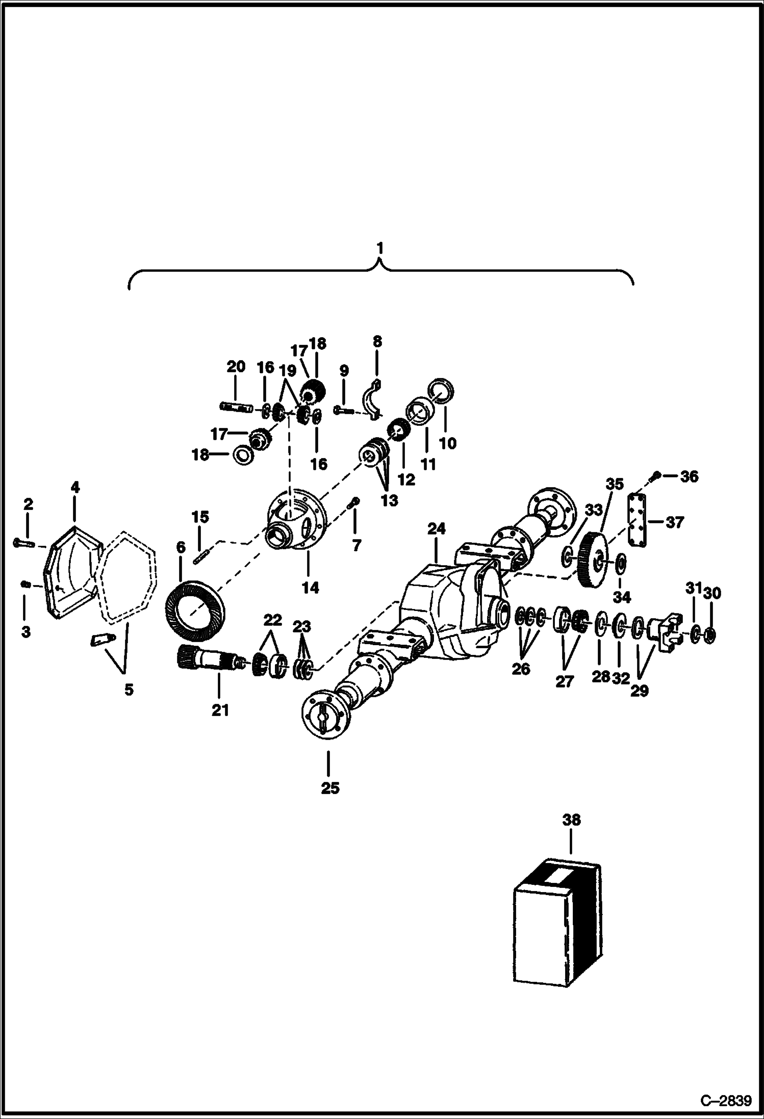 Схема запчастей Bobcat Articulated Loaders - REAR DIFFERENTIAL (Standard) DRIVE TRAIN