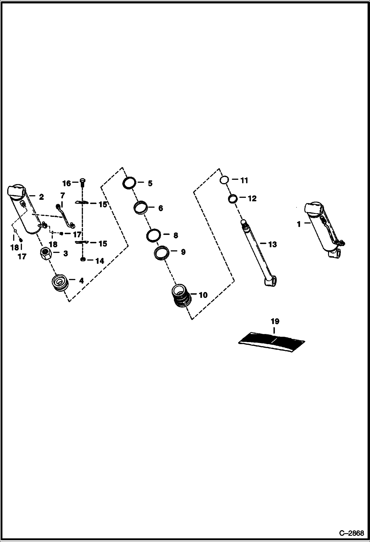 Схема запчастей Bobcat 500s - TILT CYLINDER (W/Replaceable Tube) HYDRAULIC SYSTEM