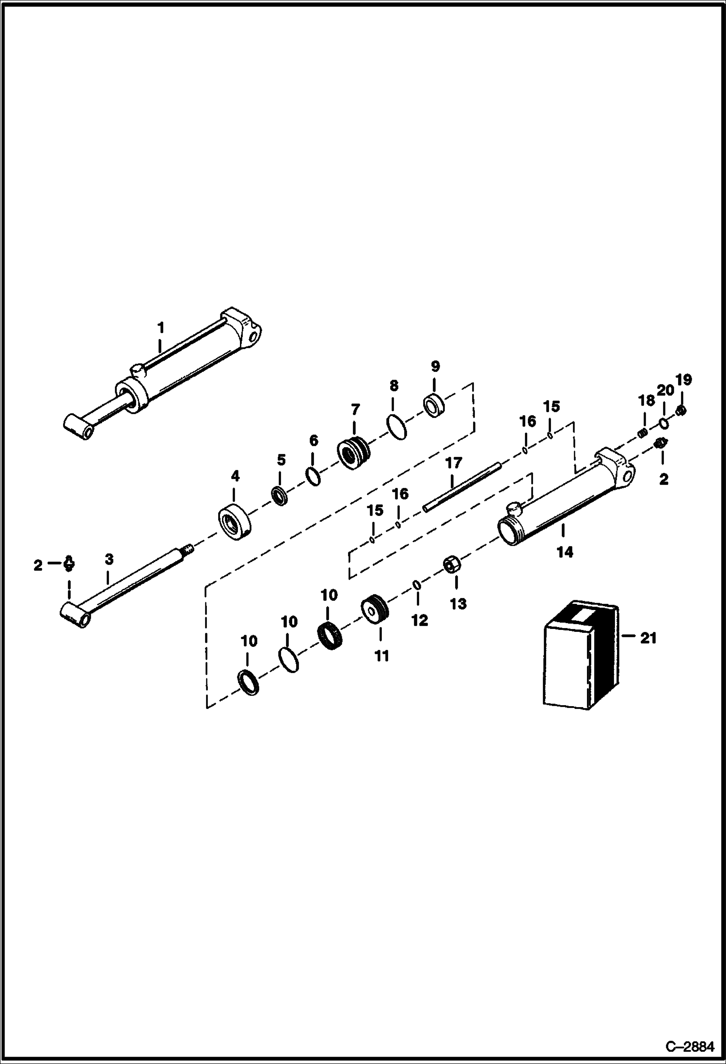 Схема запчастей Bobcat BACKHOE - BACKHOE (Boom, Bucket & Dipperstick Cylinder) (Lantex - Rebuilt H-621029) (908) 908 BACKHOE