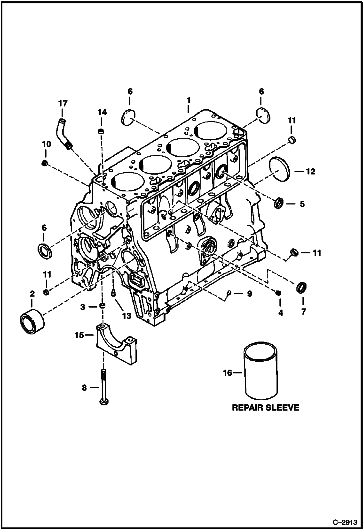 Схема запчастей Bobcat 900s - CYLINDER BLOCK POWER UNIT