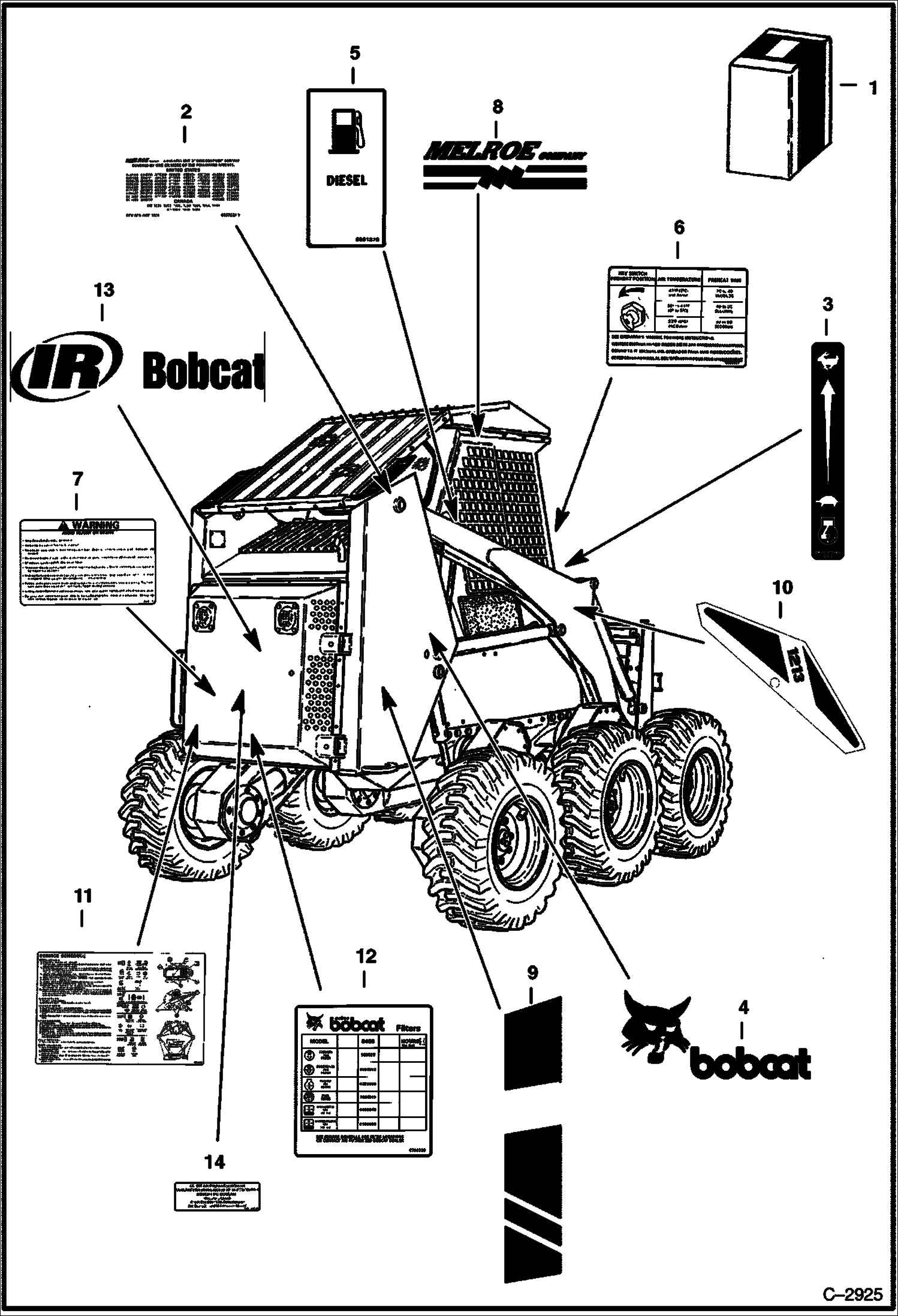 Схема запчастей Bobcat Feller Buncher - DECALS ACCESSORIES & OPTIONS