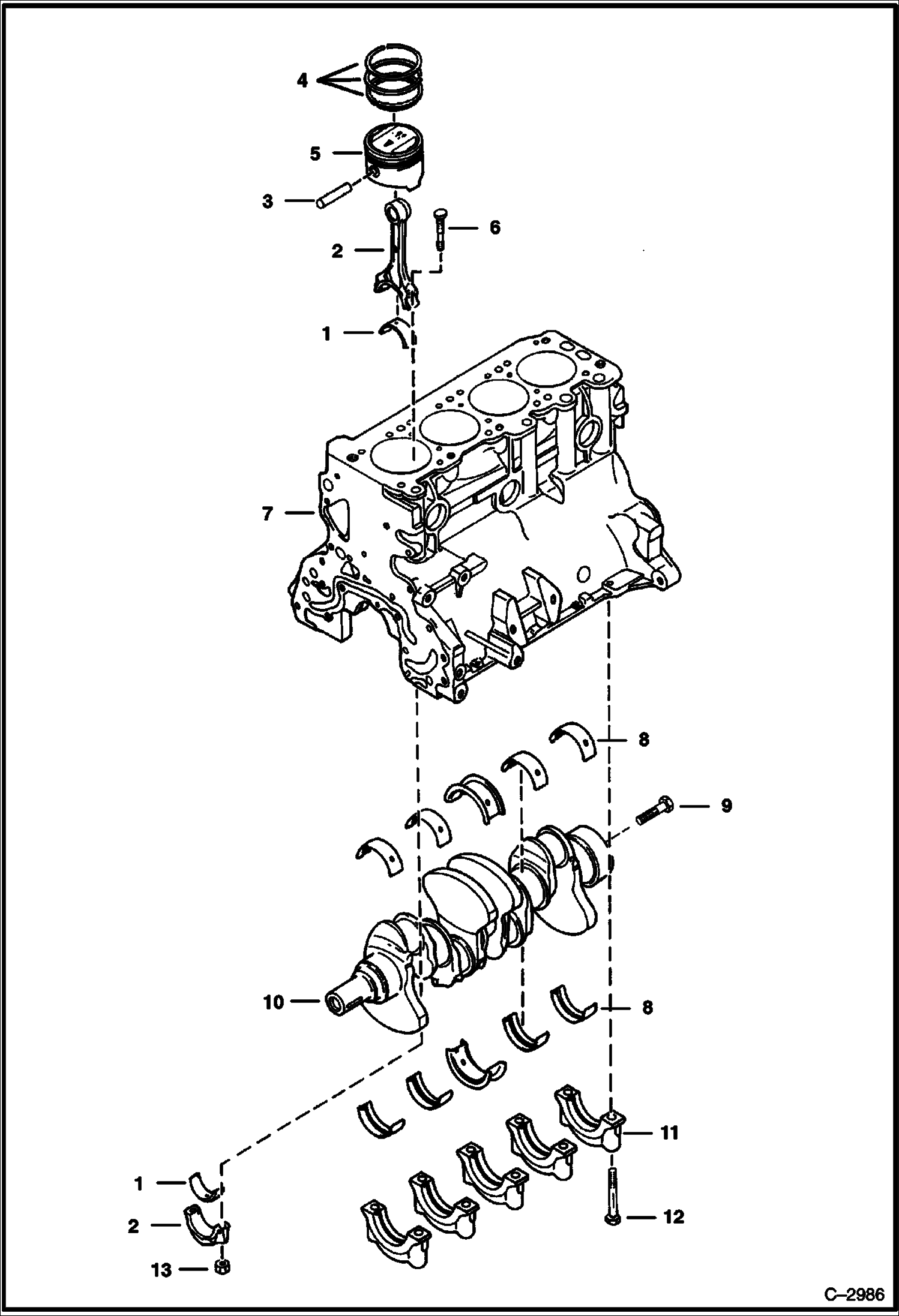 Схема запчастей Bobcat 700s - CRANKSHAFT & PISTONS POWER UNIT