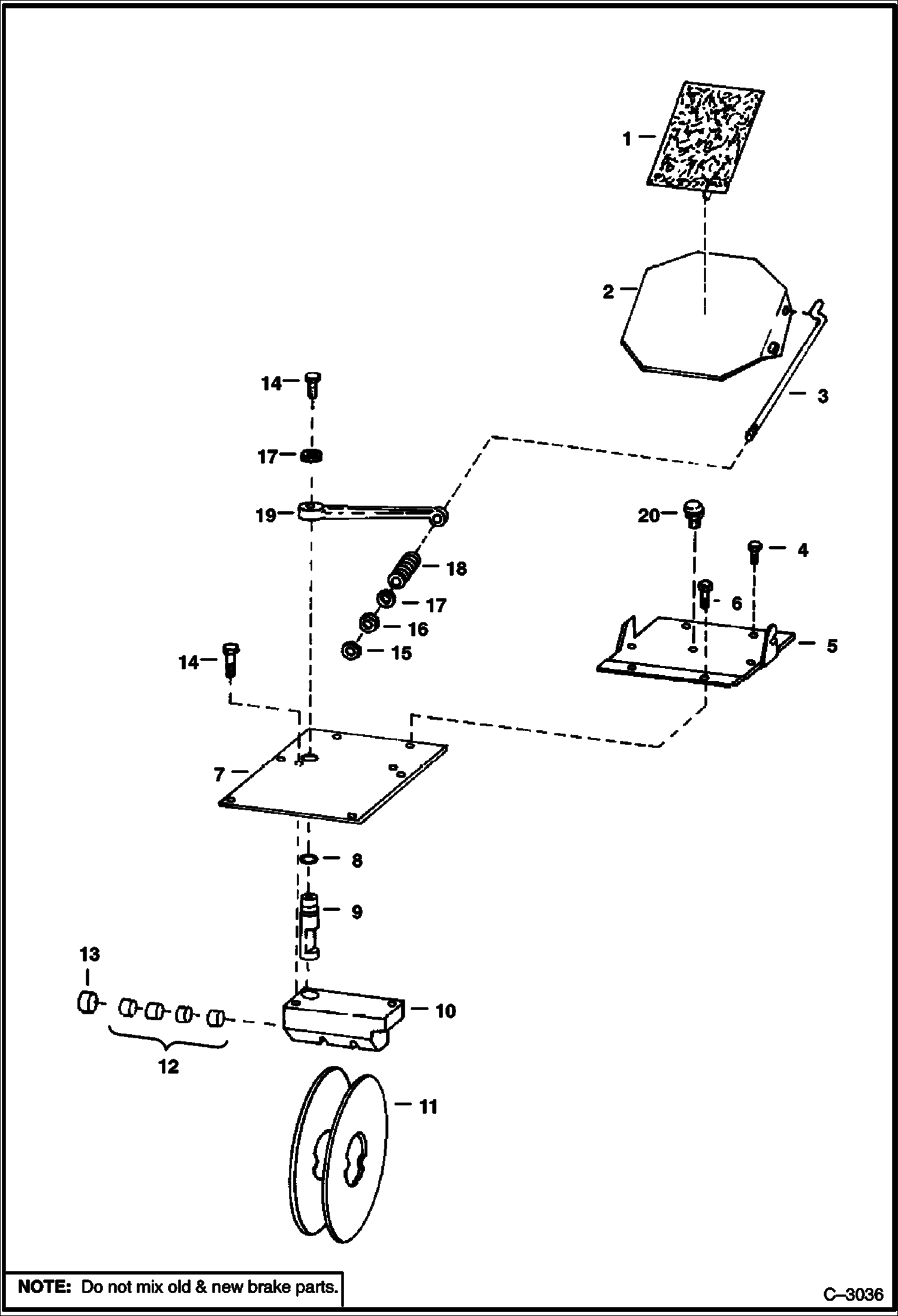 Схема запчастей Bobcat 500s - DISC BRAKE Old - S/N 13006 and Above DRIVE TRAIN