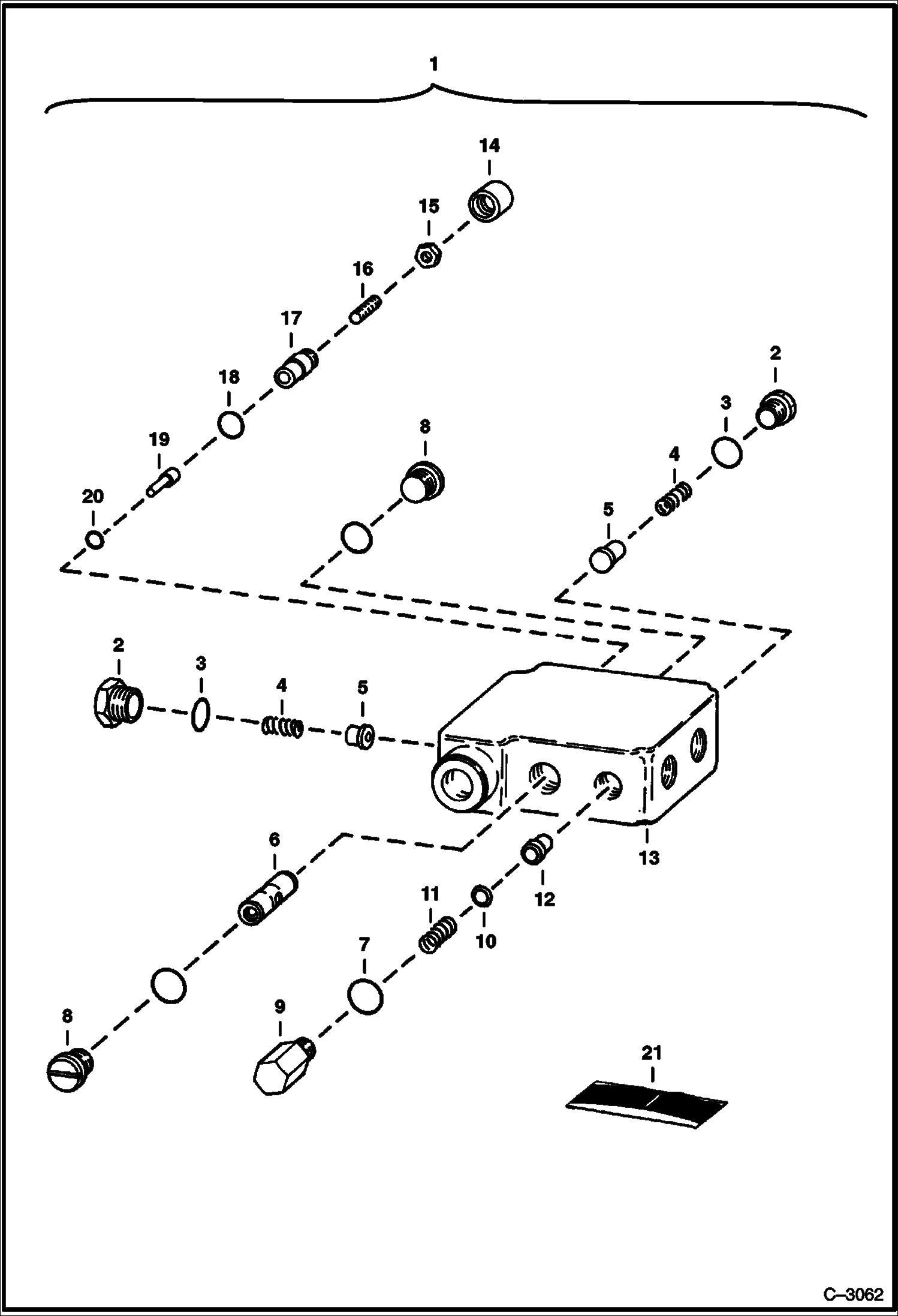 Схема запчастей Bobcat 700s - BUCKET POSITIONING VALVE HYDRAULIC SYSTEM