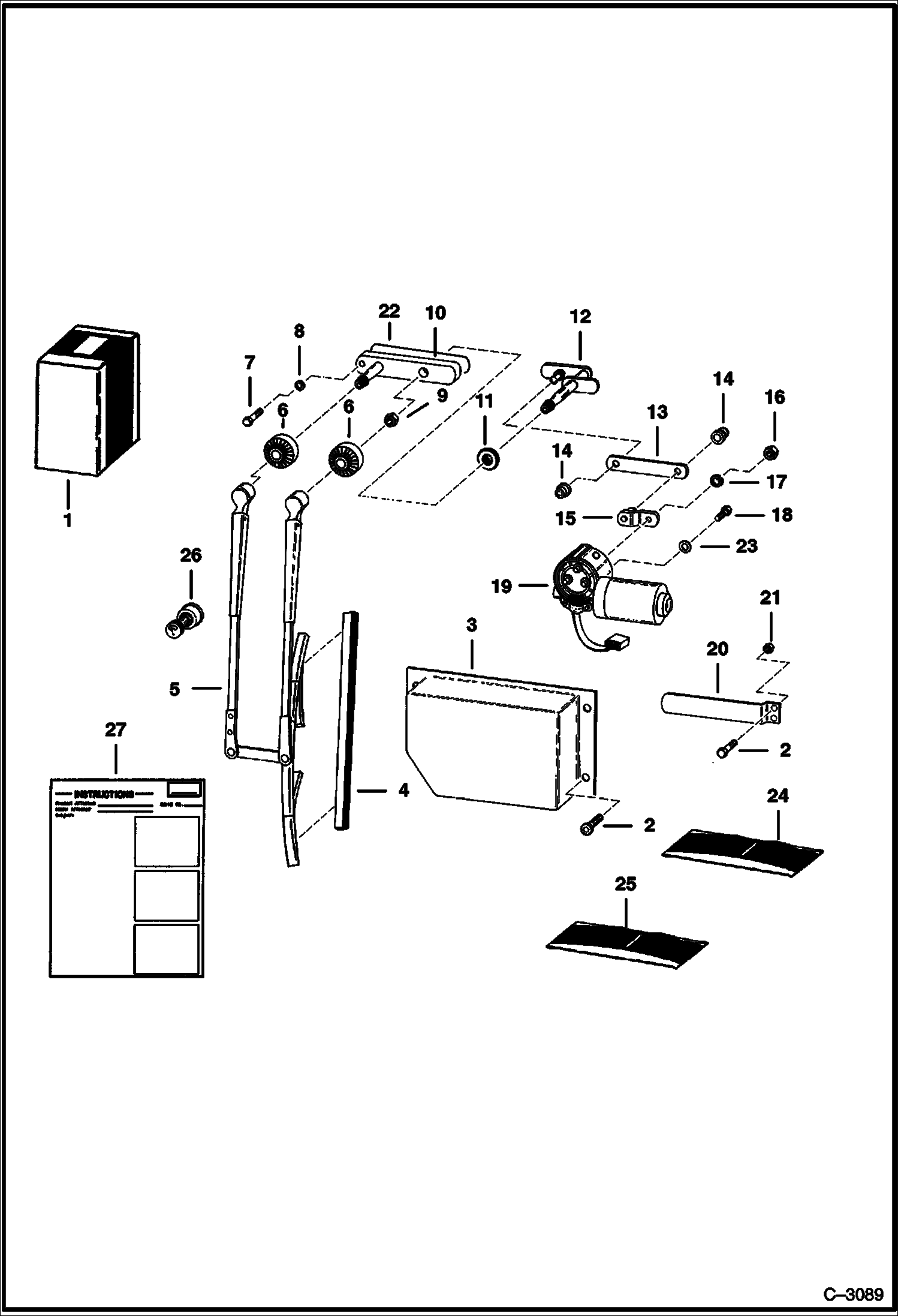 Схема запчастей Bobcat Articulated Loaders - REAR WIPER KIT ACCESSORIES & OPTIONS