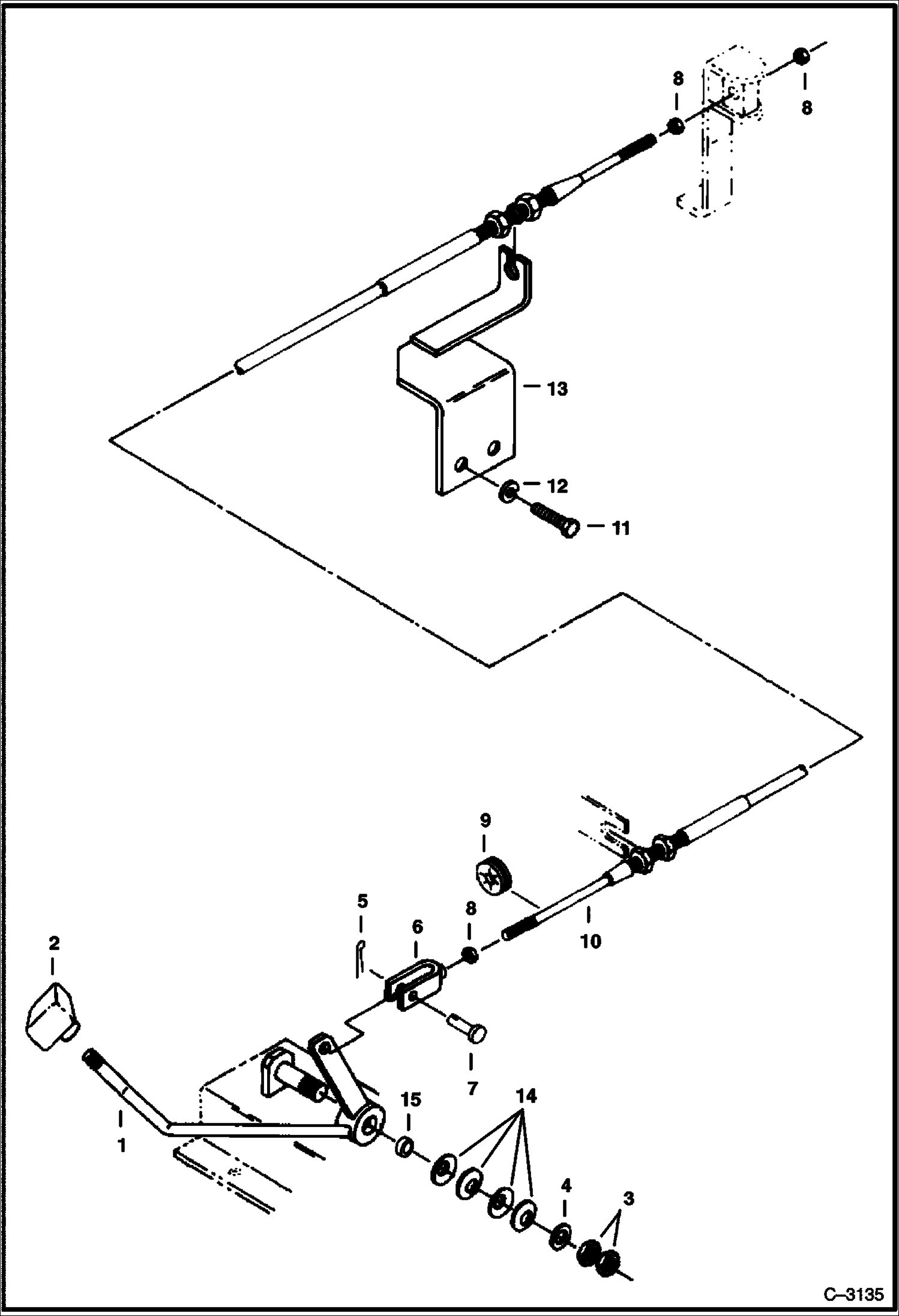 Схема запчастей Bobcat 220 - FUEL CONTROL LEVER POWER UNIT