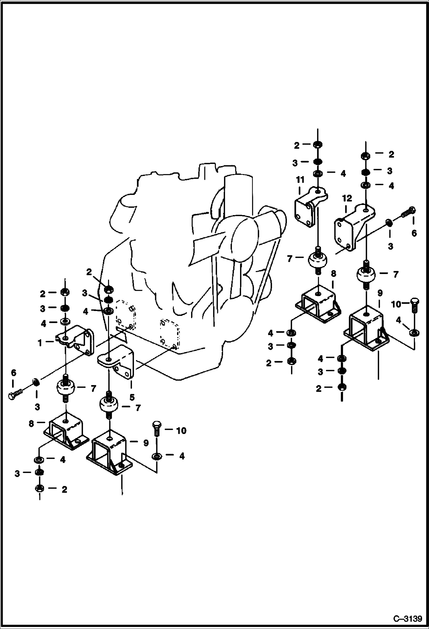 Схема запчастей Bobcat 220 - ENGINE MOUNTING POWER UNIT